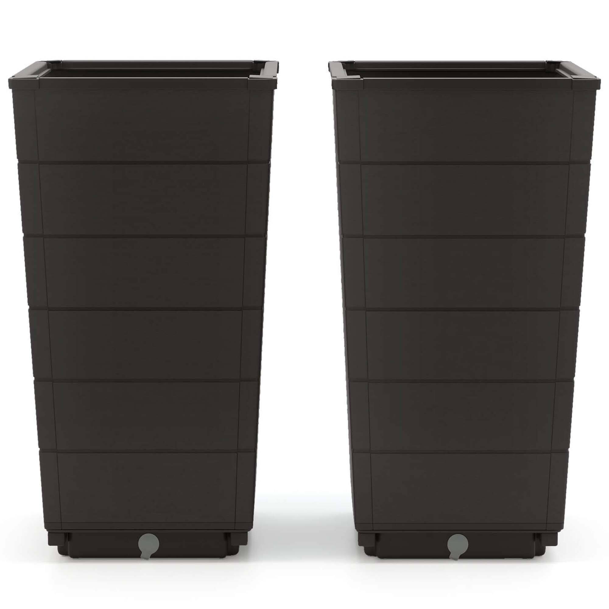 Alt View 1. Costway - 23" Tall Planter Set of 2 for Indoor/ Outdoor Use Large Self-Watering Plant Pot - Brown.