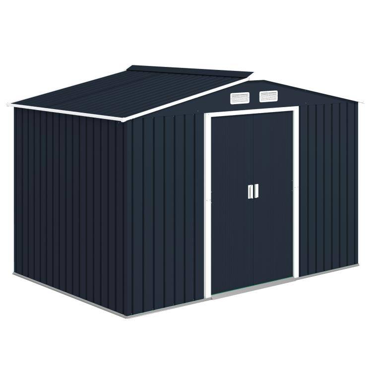 PULUZ 8.8' x 6' Outdoor Storage Shed, Garden Tool Metal Shed with ...