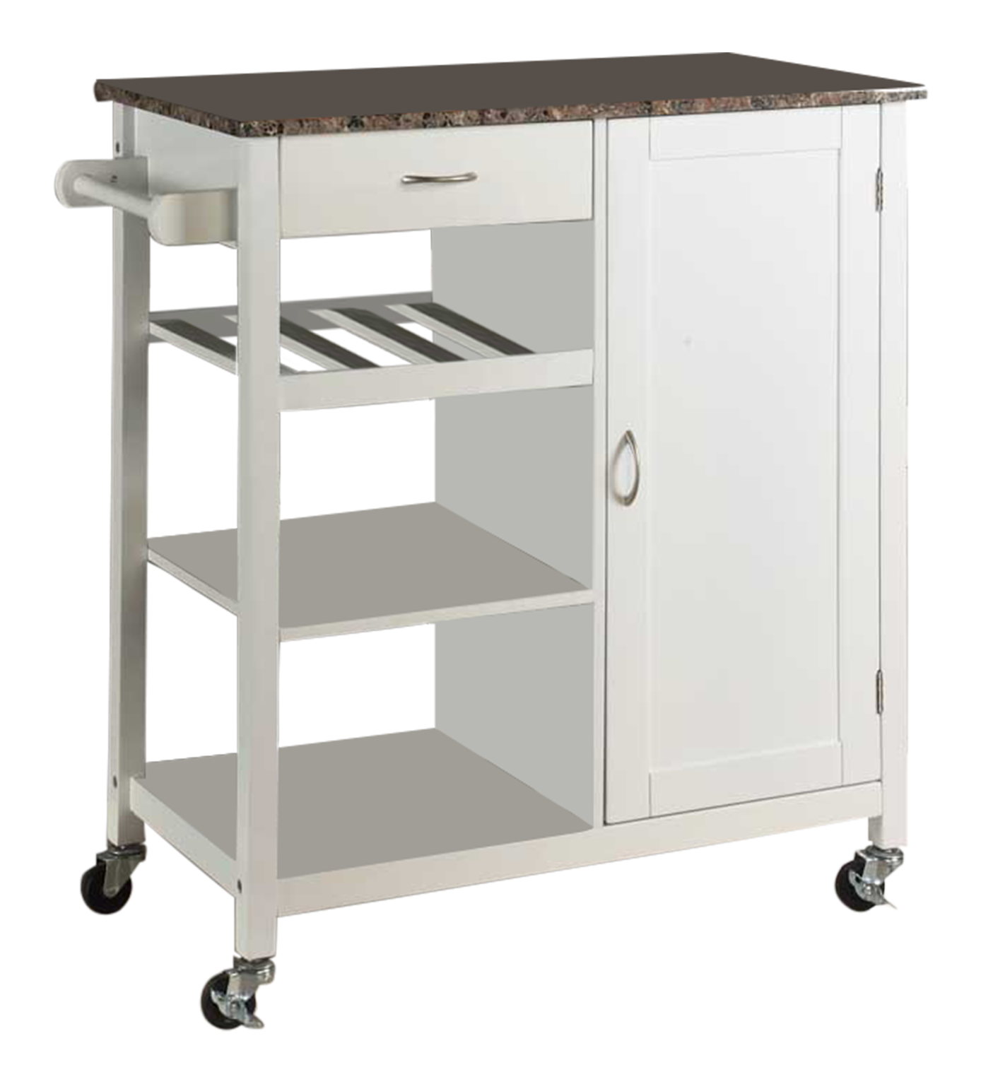 Angle. Kings Brand Furniture - Kings Brand Furniture Sanford Wood & Marble Finish Top Kitchen Storage Cabinet Cart - White.