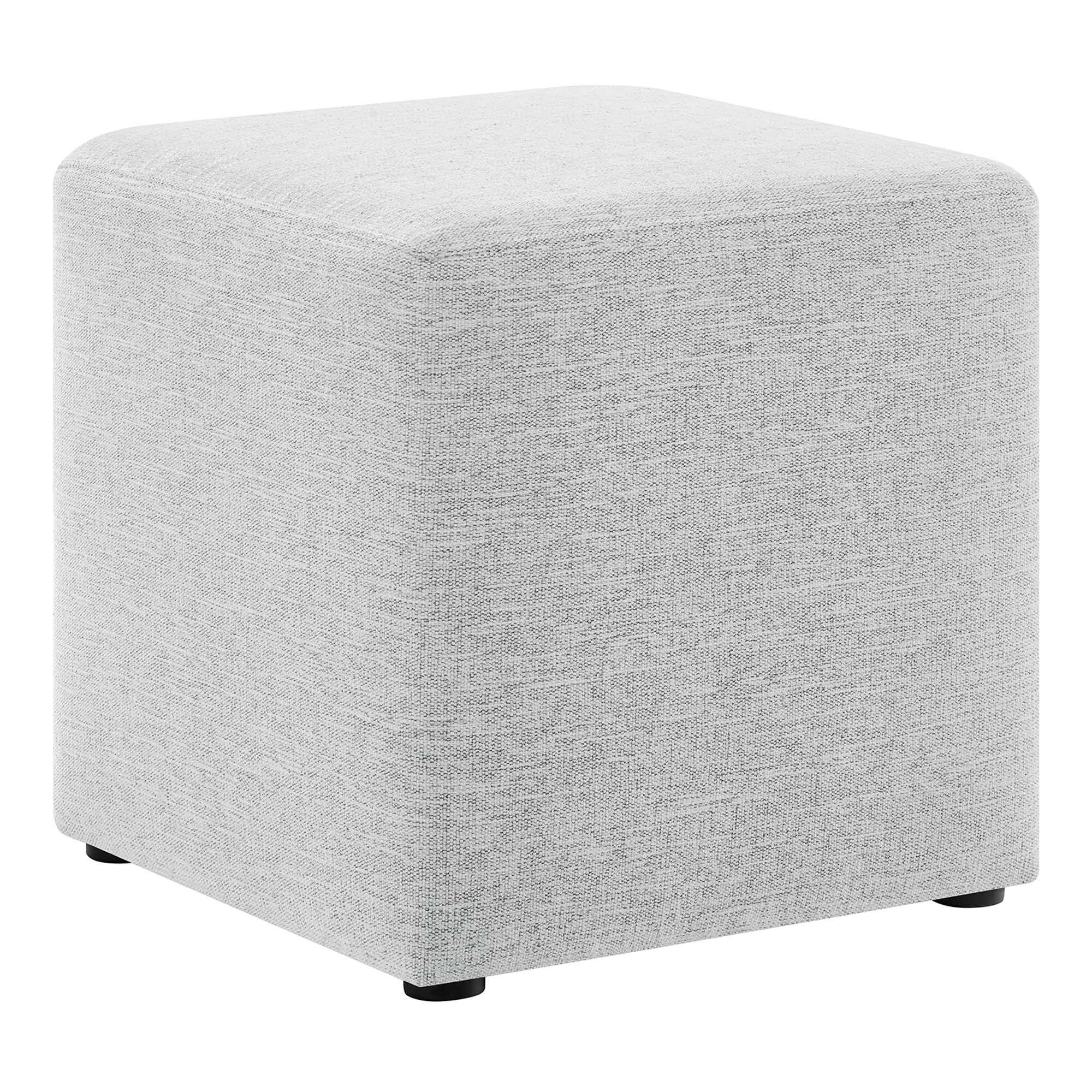 Angle. Modway - Callum 17" Square Woven Heathered Fabric Upholstered Ottoman by Modway - Heathered Weave Light Gray.