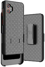 Front. Nakedcellphone - Combo for Samsung Galaxy XCover7 Pro Phone - Slim Case with Stand and Belt Clip Holster - Black.
