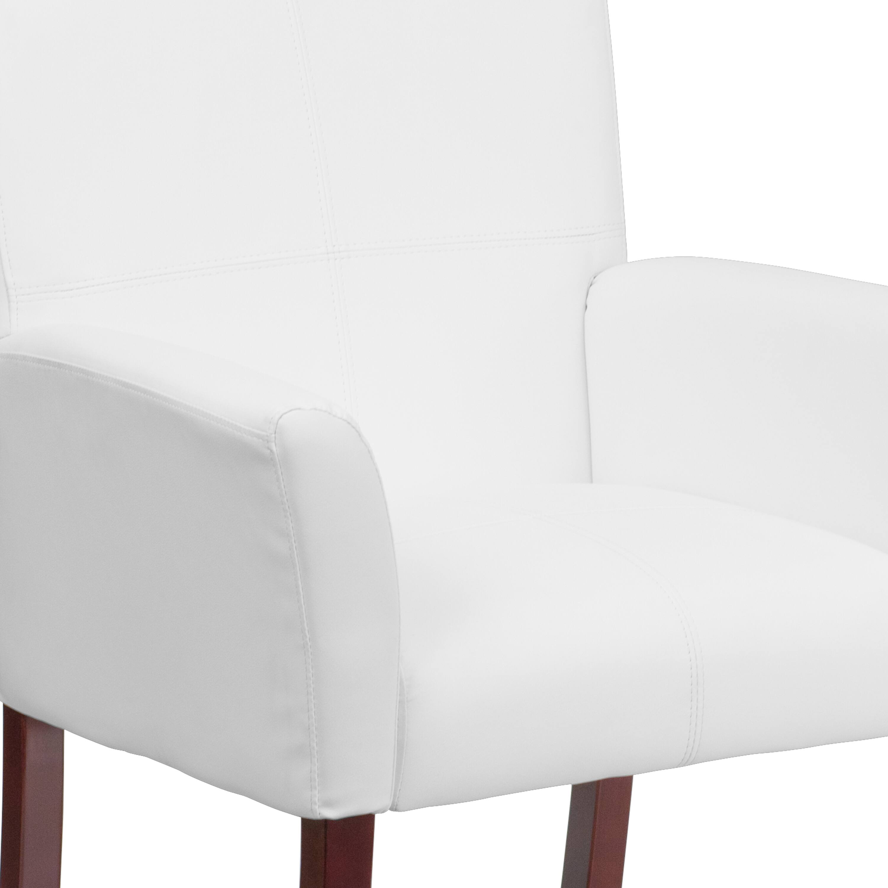 Alt View 8. Emma + Oliver - Faux Leather Executive Side Reception Chair with Mahogany Legs - White.
