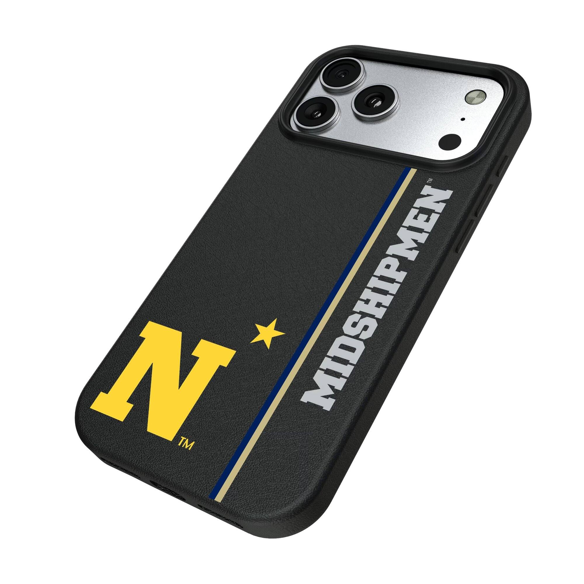 Alt View 1. Keyscaper - Navy Midshipmen iPhone Magnetic Bump Case - 15 - Black.