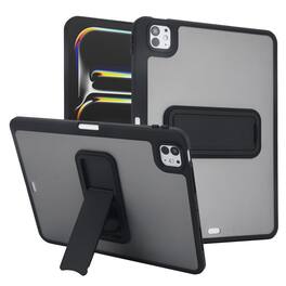 Dteck - For Apple iPad Pro (M5) 11" 2025/ (M4) 2024 Shockproof Rugged Matte Foldable Kickstand Case With Pen Holder - Black