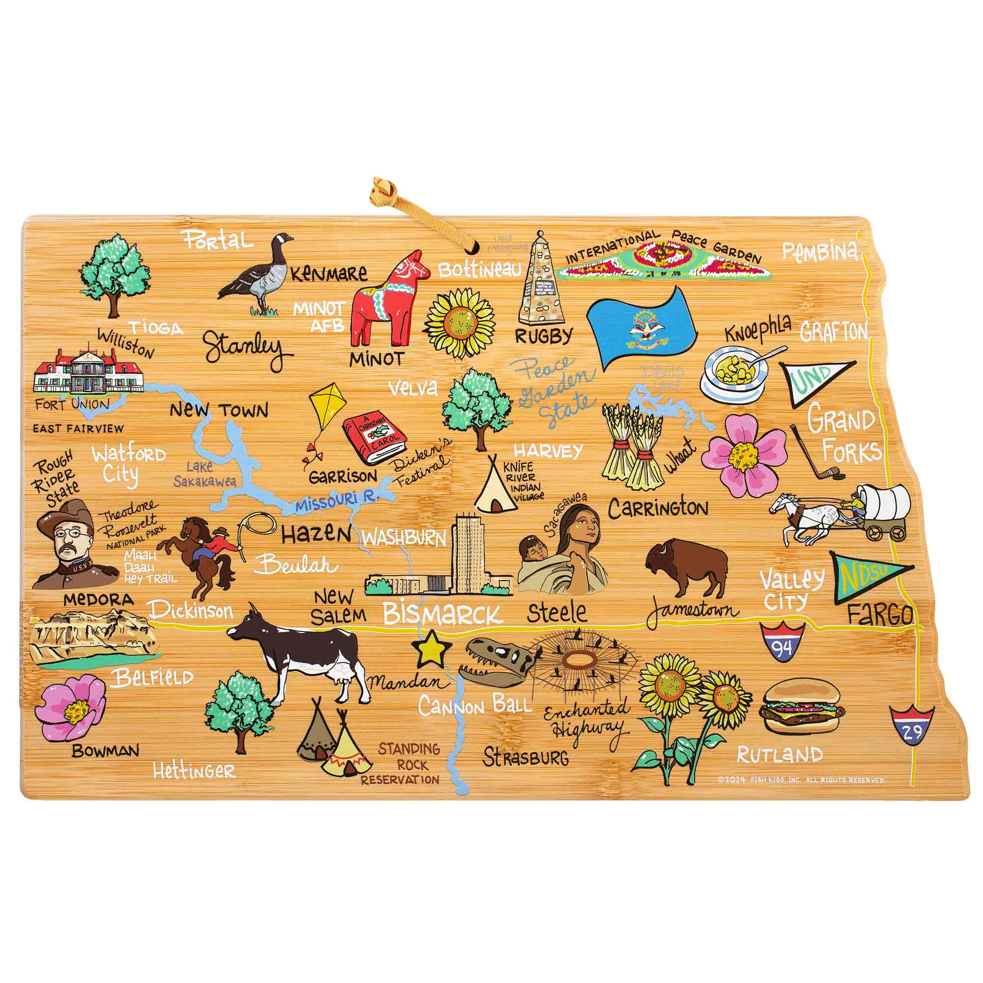 Totally Bamboo - North Dakota Cutting Board with Artwork by Fish Kiss price history on PriceWatchPro