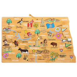 Totally Bamboo - North Dakota Cutting Board with Artwork by Fish Kiss