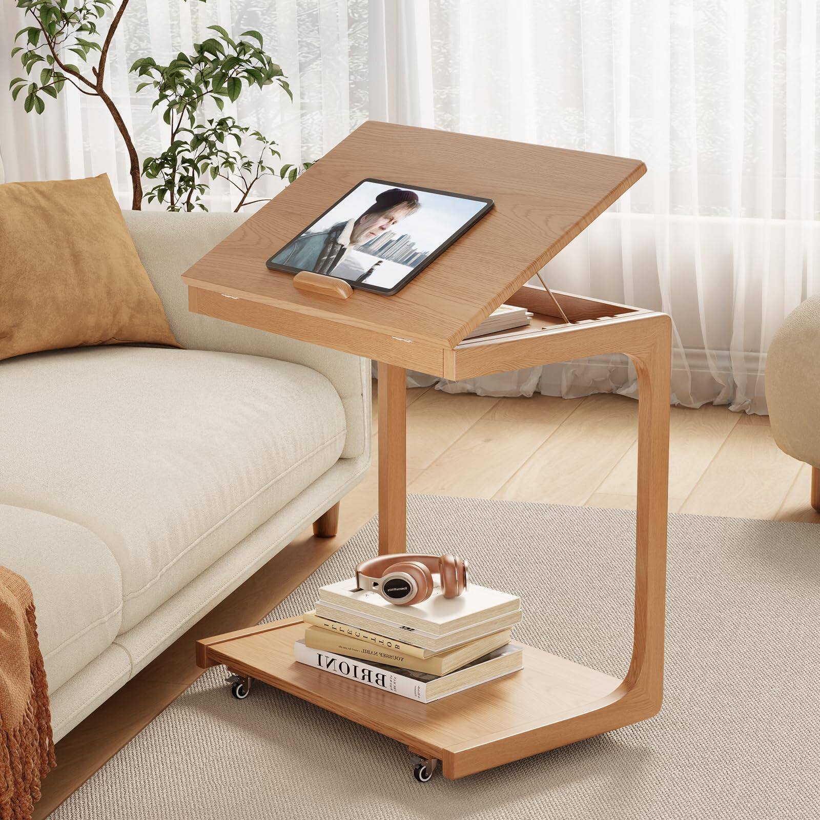 Natural 15.6"D x 23.6"W x 24.8"H Modern 2 Tier