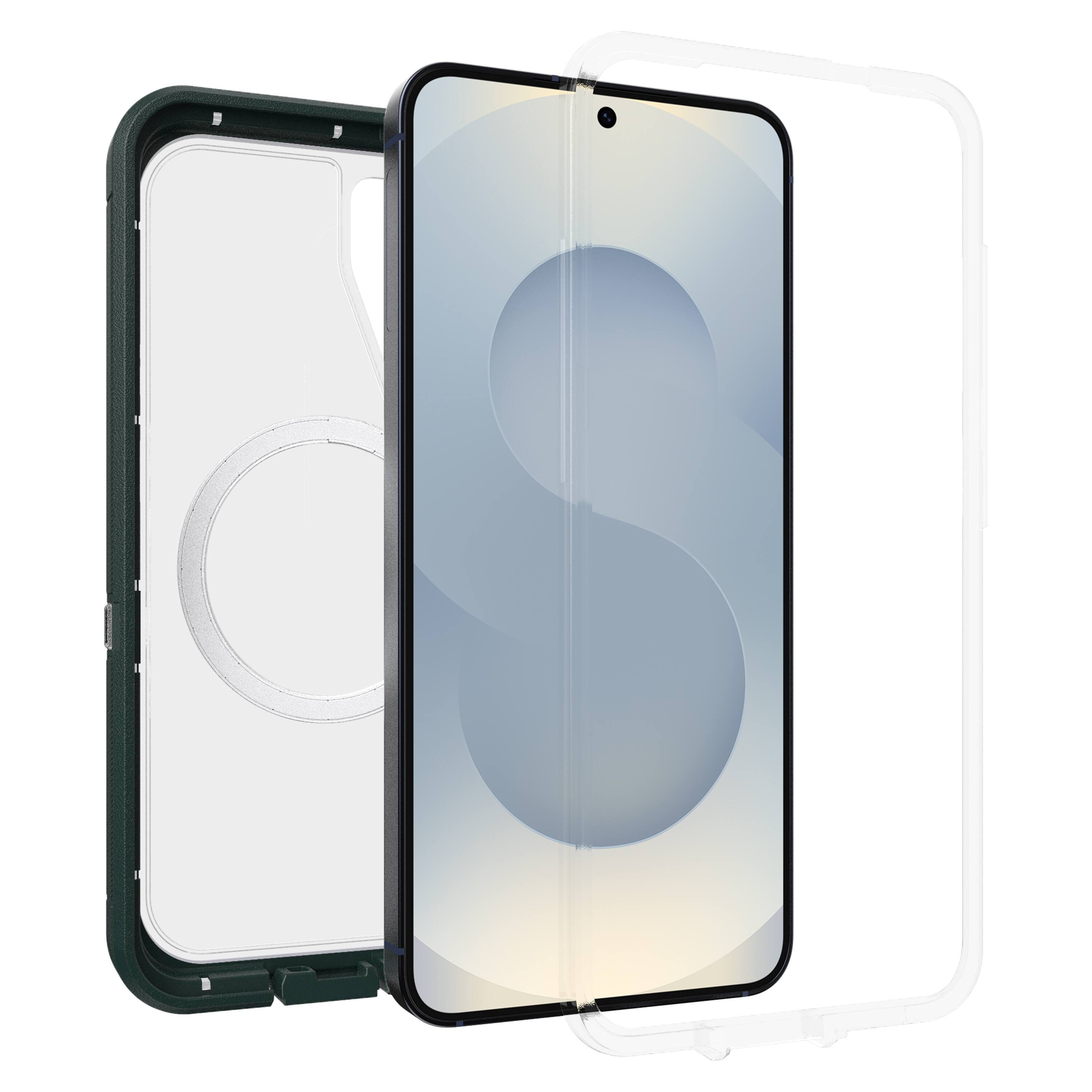 Back. OtterBox - Defender Series Pro XT Hard Shell with Magnets for Samsung Galaxy S25 - Sagebrush Green.