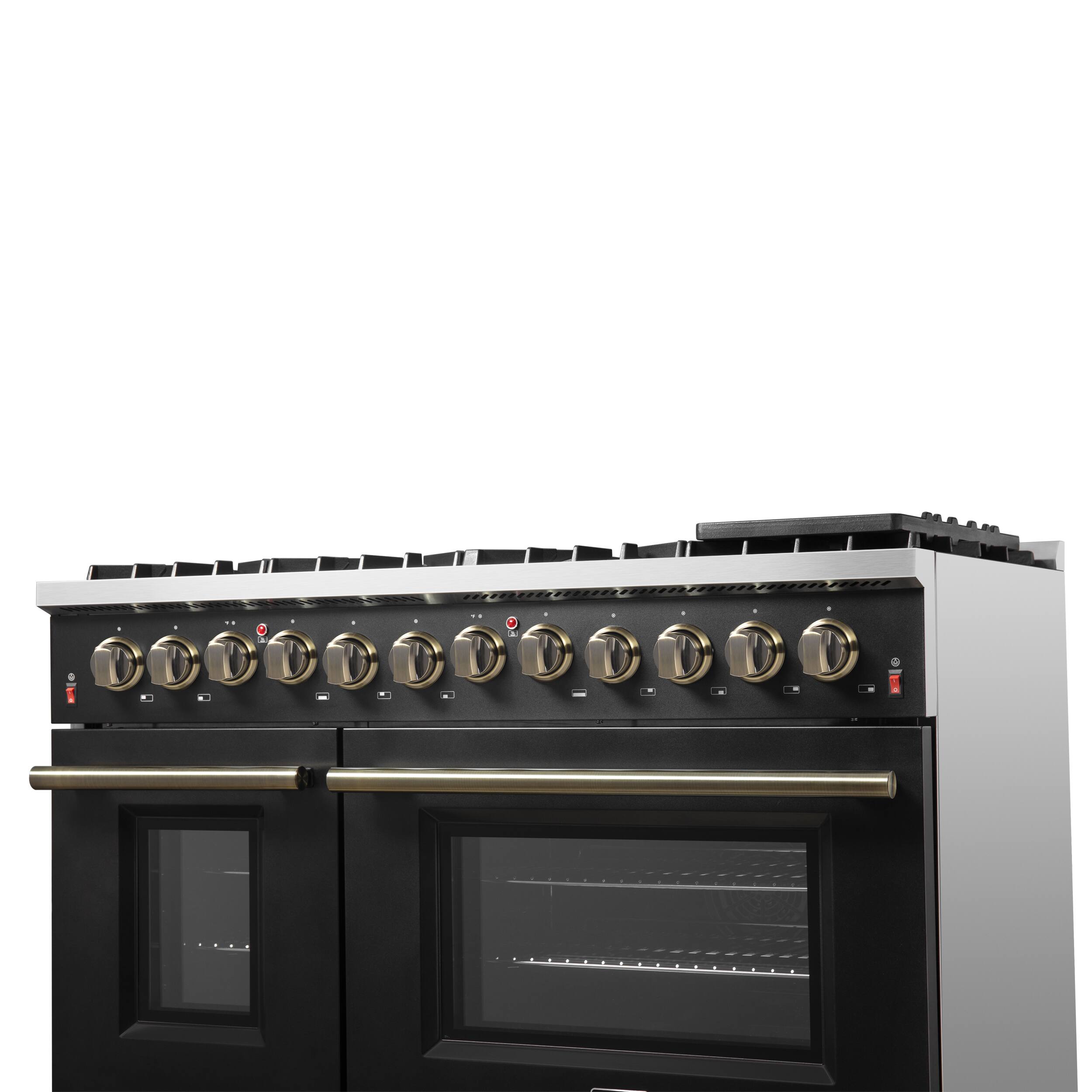 Alt View 6. Forno Appliances - Galiano 6.58 Cu. Ft. Freestanding Dual Fuel Range with Convection Oven and Griddle - Black Door.