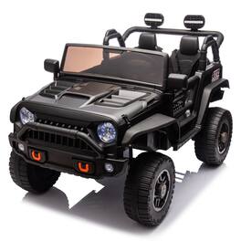 Ecooso - 24V 2-Seater Kids Ride-On Truck with Remote Control, Dual Motors, MP3 Player, LED Lights, Seat Belts, for Ages 3+ - Black