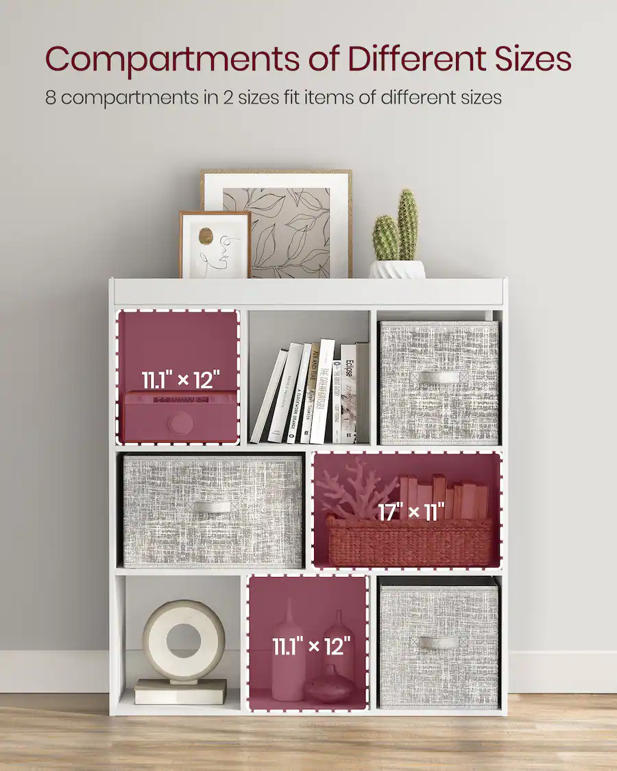 Compartments Songmics Home Bookcase, Bookshelf, Freestanding Storage Unit, 8 Open ...