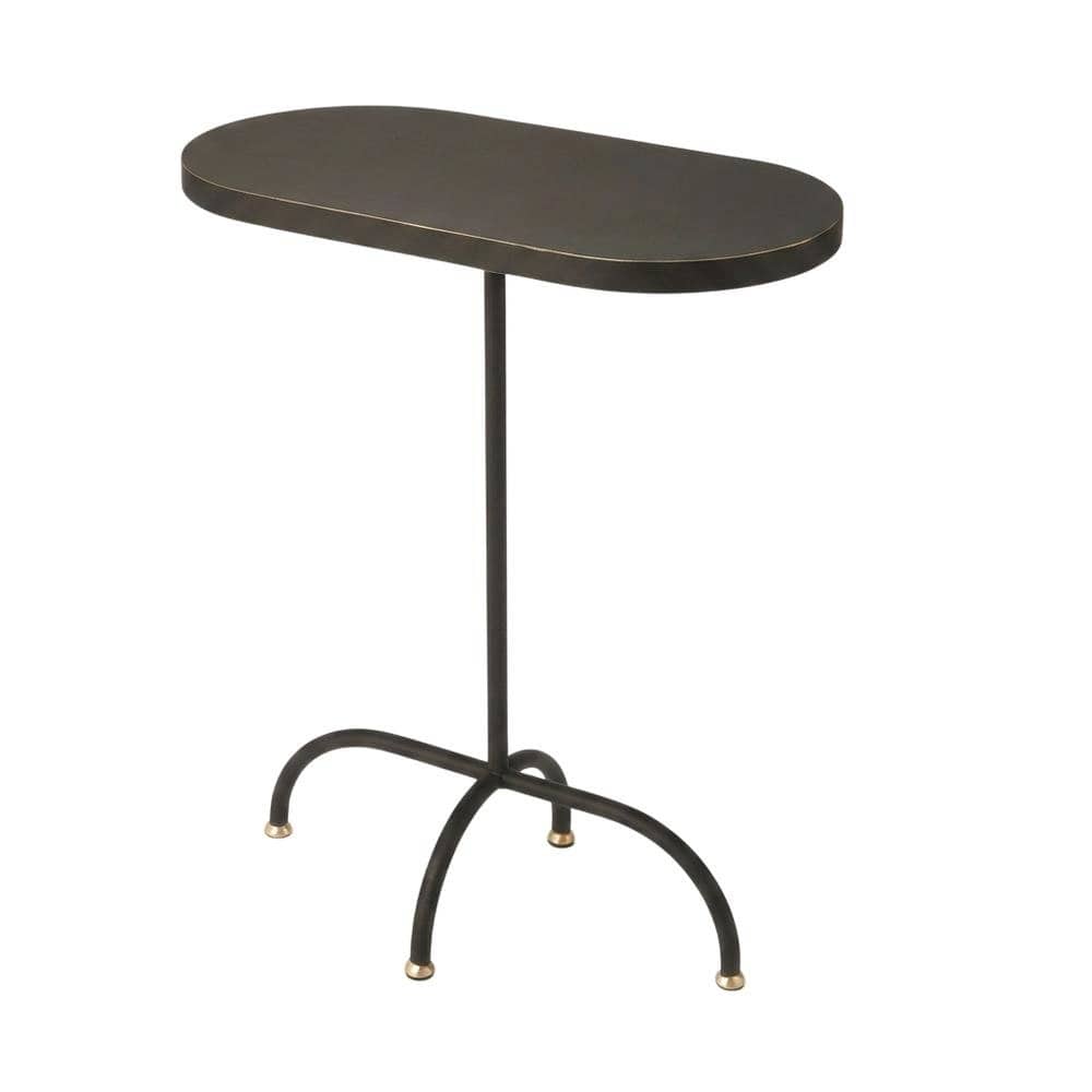 Starlight Canyon Home - Geometric End Table, Industrial Oval Accent Side Table for Living Room - Black