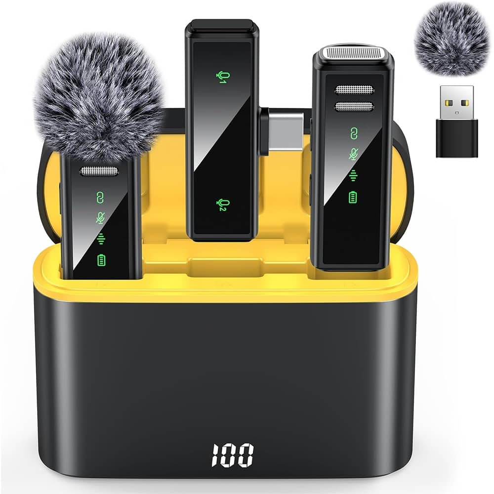 MOSZAR LLC - USB-C Mini Microphone with Noise Cancellation & Charging Case for iPhone/PC