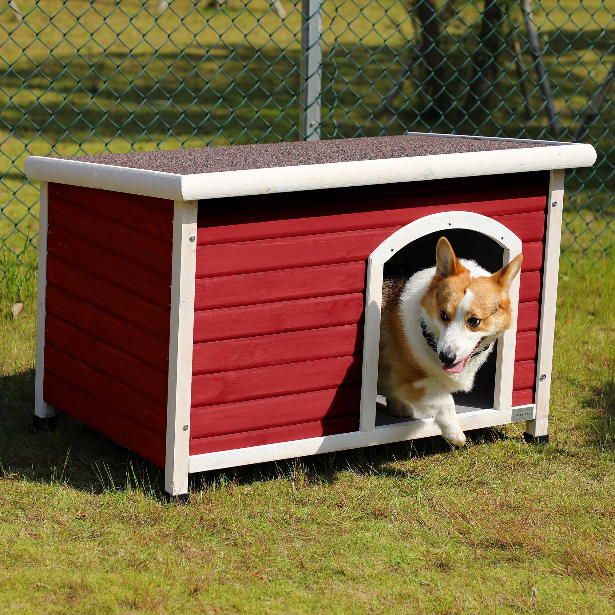 Alt View 1. Pefilos - 41.5" Width Wooden Dog Houses for Small Medium Large Dogs Outdoor Weatherproof Dog Kennel with Raised Feet.