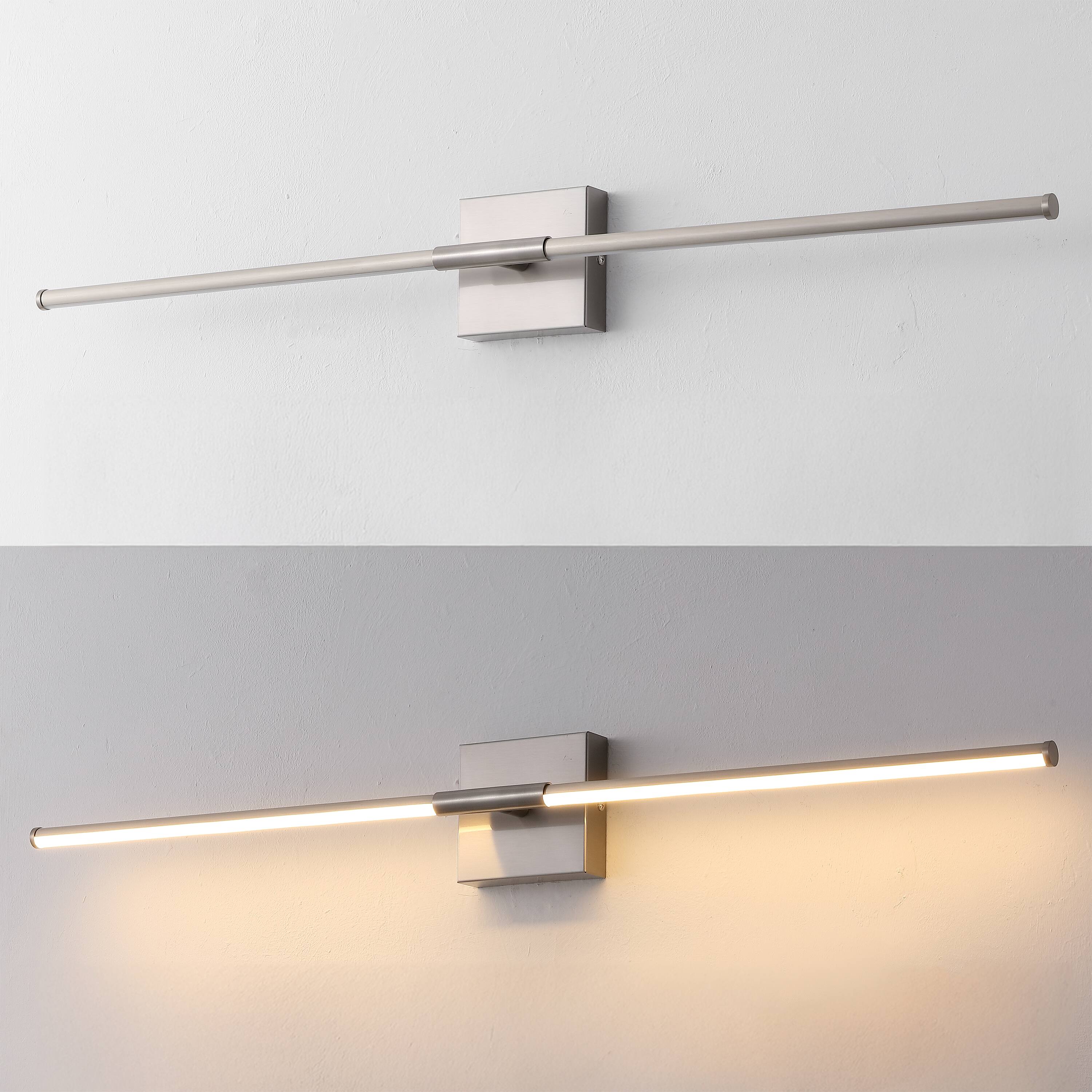 Alt View 5. Jonathan Y - McKenna 32" Modern Minimalist Dimmable Integrated LED Metal Wall Sconce, Nickel - Nickel.