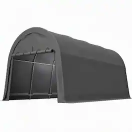 RYHNUYNE - Anti-Snow 10x20 FT Carport Steel Frame Vented Roof Double-Zipper Door Shelter RV - Gray