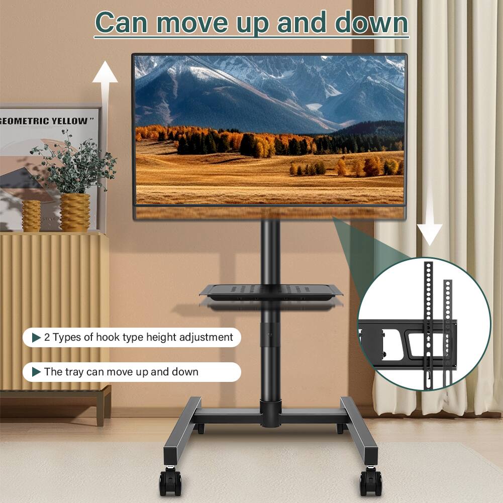Can move up and down

2 Types of hook type height adjustment

The tray can move up and down