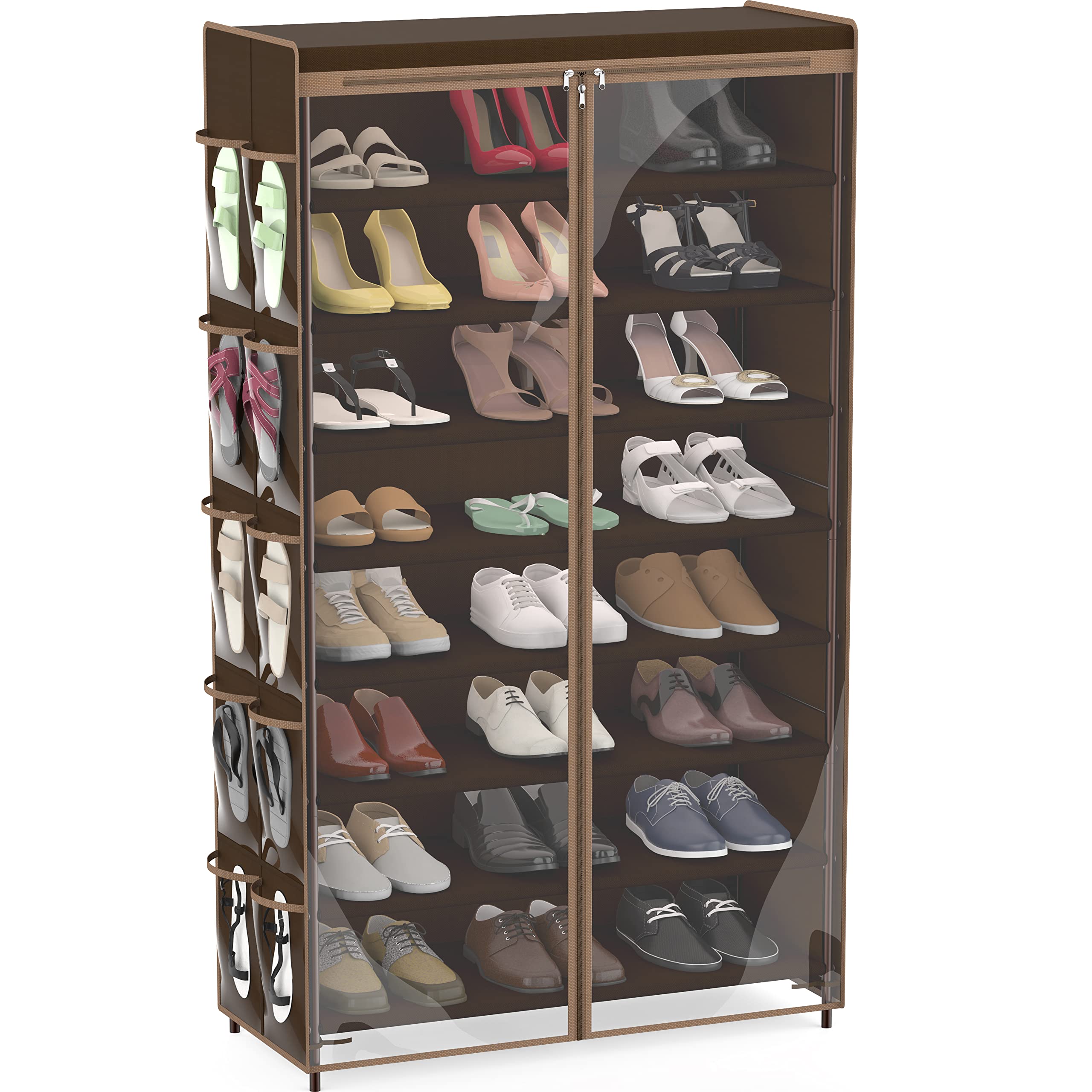 Refined Abode Design - Shoe Rack Rack Tall Home Household Essential Item Solution Design - Brown