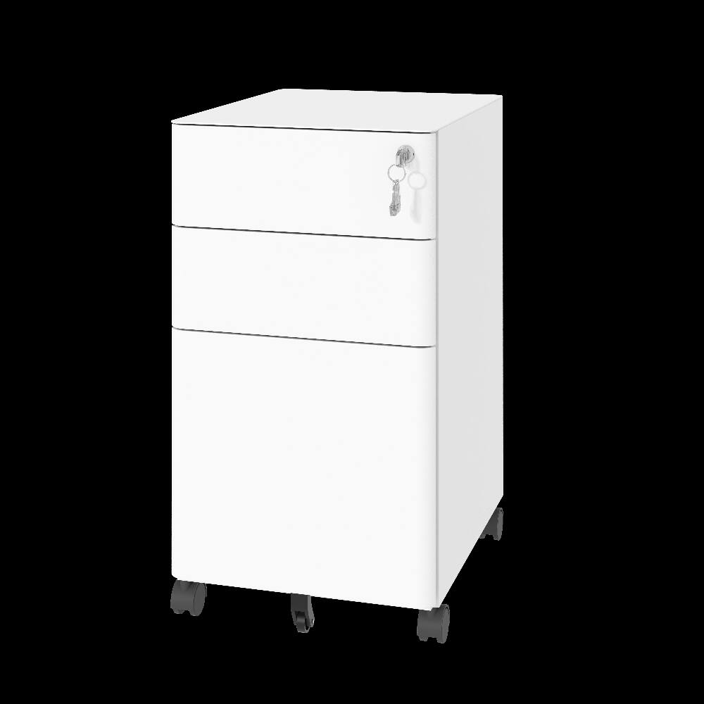 Alt View 6. Loheer - Loheer 3-Drawer Mobile File Cabinet White Metal Rolling File Cabinet with Lock Fully Assembled Anti-Tip Design.