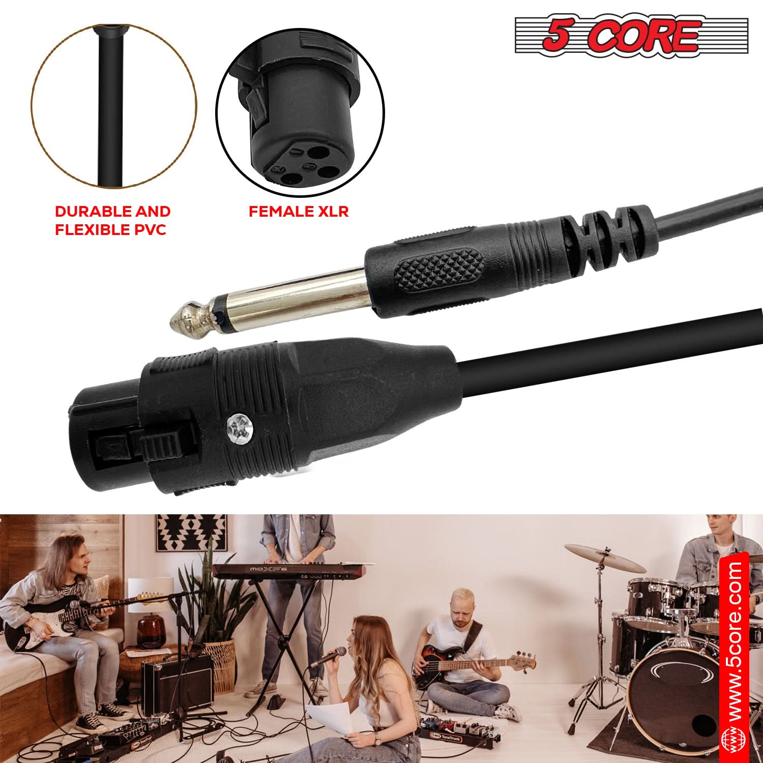 5 CORE, DURABLE AND FLEXIBLE PVC, FEMALE XLR, HO, www.5core.com
