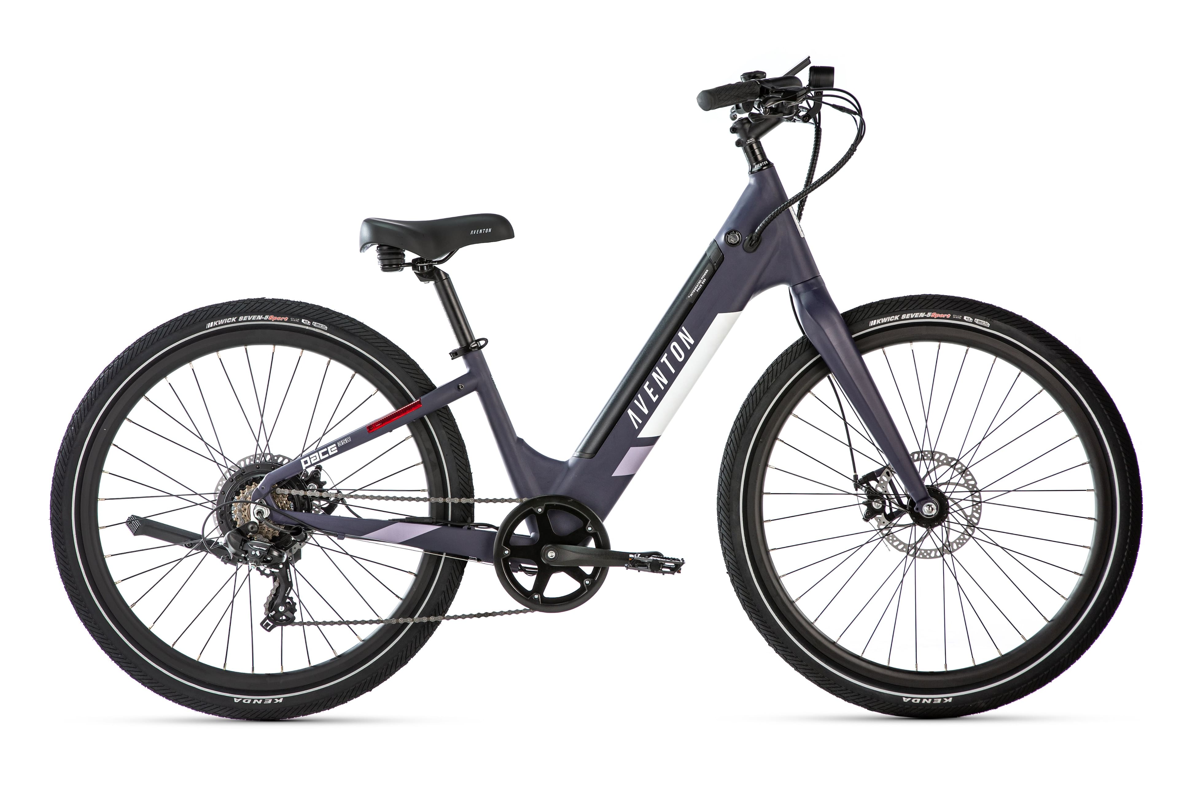 Front. Aventon - Pace 350.2 Step-Through Ebike w/ 40 mile Max Operating Range and 20 MPH Max Speed - Plum Purple.