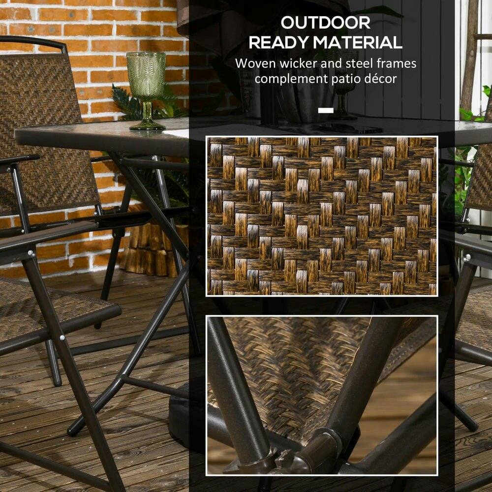 OUTDOOR READY MATERIAL Woven wicker and steel frames complement patio décor -