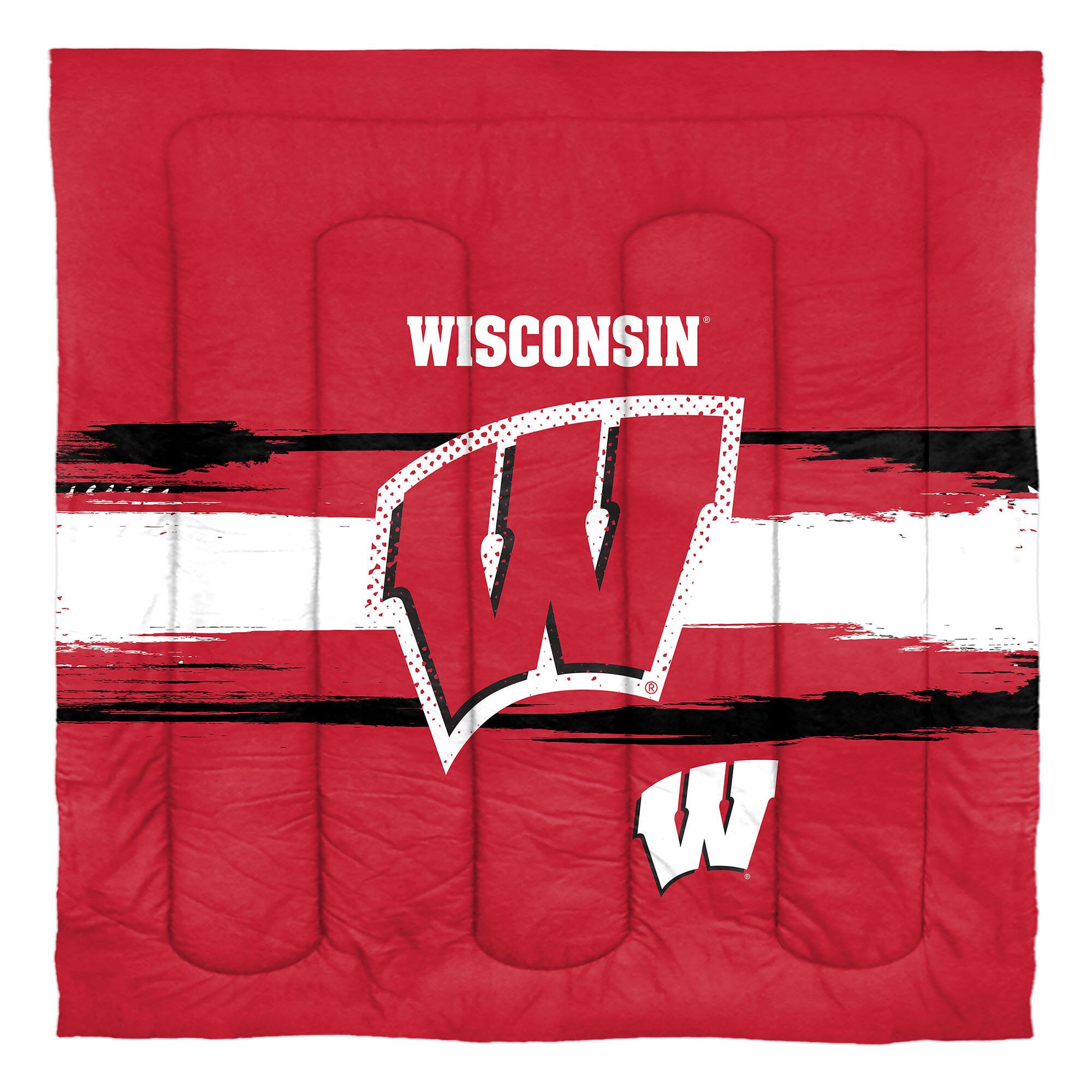 Angle. Sweet Home Collection - NCAA Wisconsin Badgers Comforter & Sham Set- Full/Queen - Multicolored.