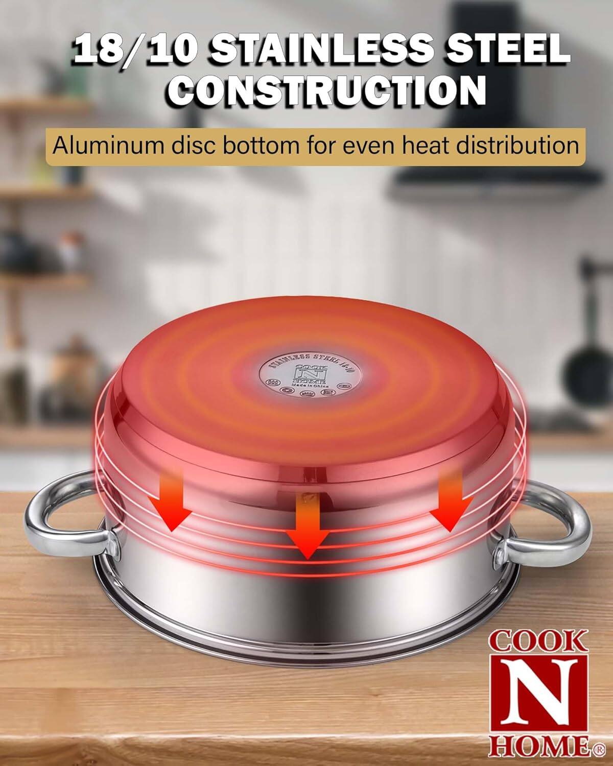18/10 STAINLESS STEEL CONSTRUCTION  
Aluminum disc bottom for even heat distribution  
STAIHLEOS STE JETI 14-0 BdO A0E  
COOK N HOME