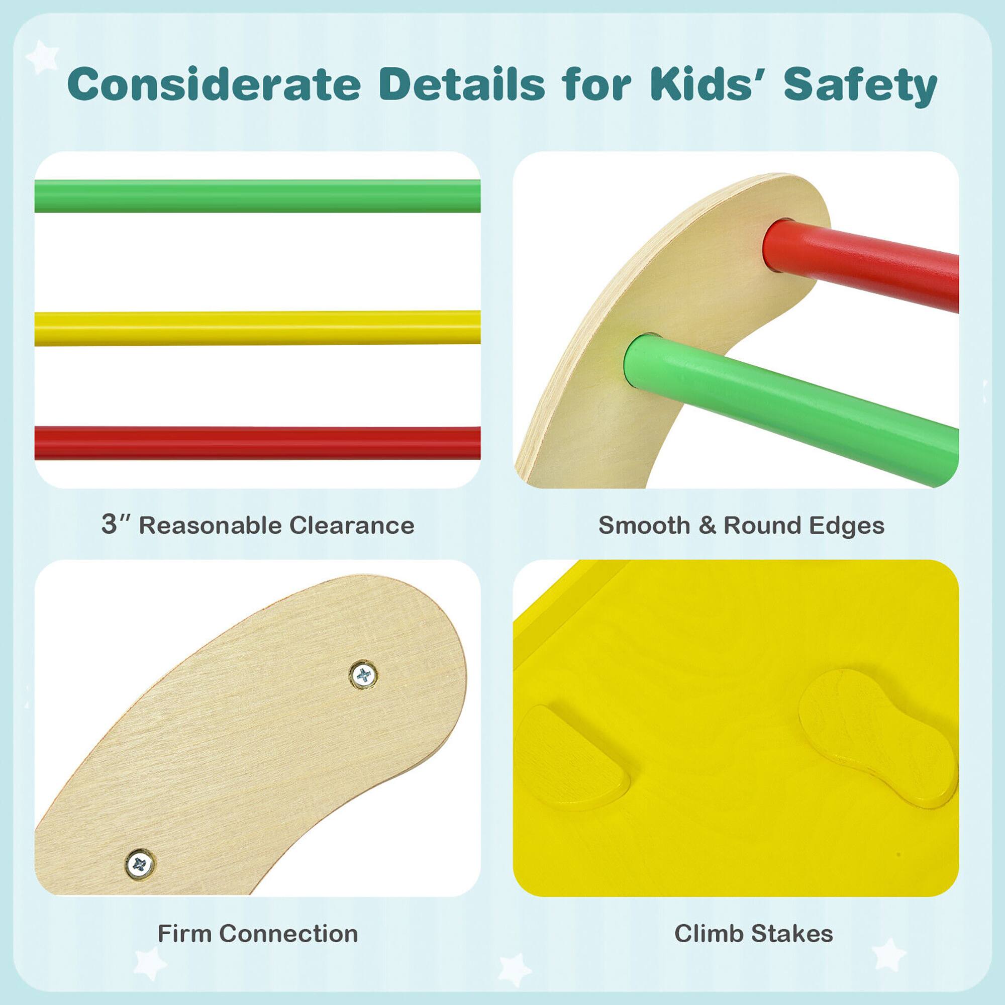 Considerate Details for Kids' Safety

- 3" Reasonable Clearance
- Smooth & Round Edges
- Firm Connection
- Climb Stakes