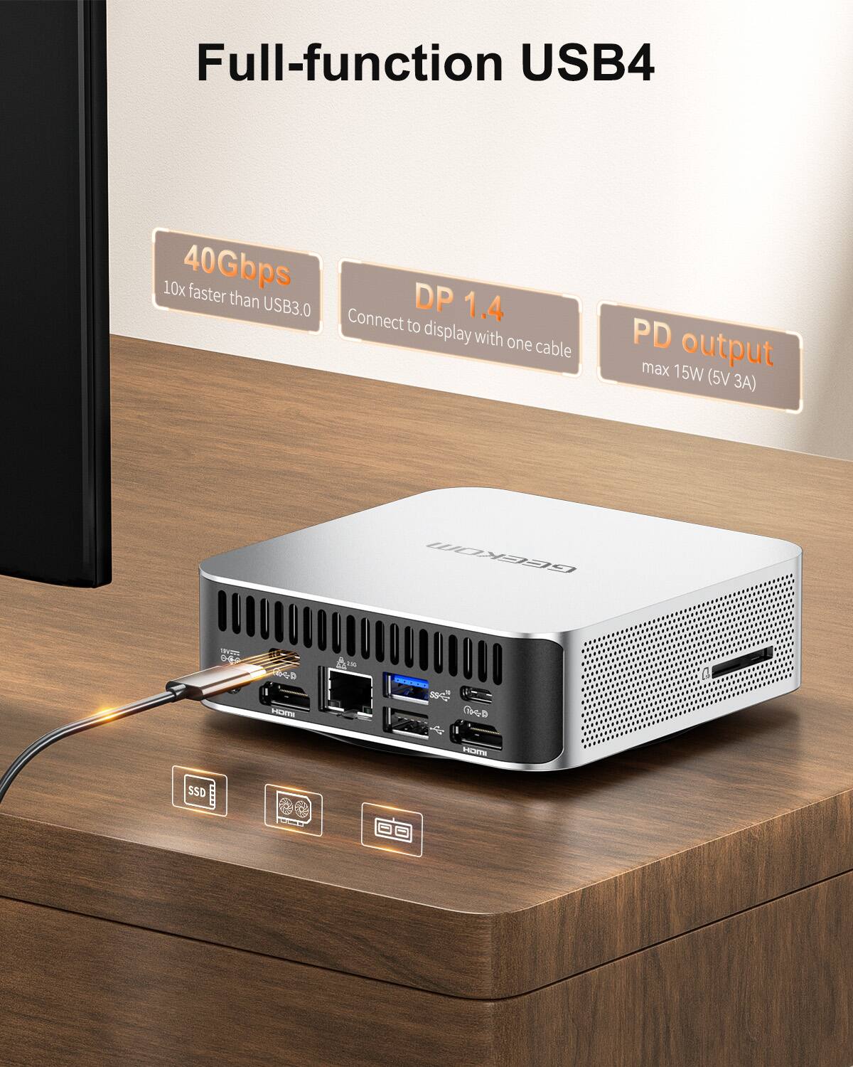 GEEKOM A7 Mini PC, Ryzen 9 7940HS, 32GB DDR5 RAM, 2TB SSD, Radeon