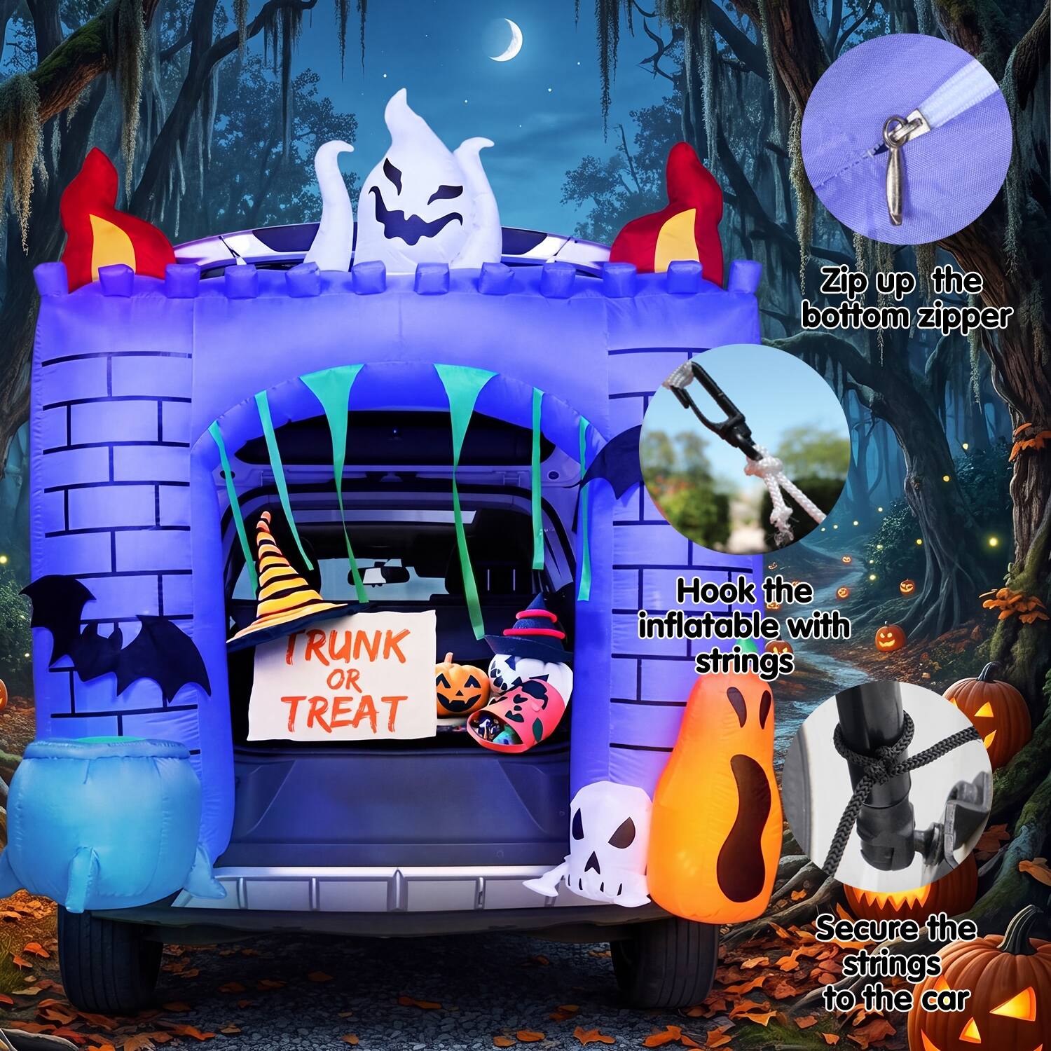 Joyfy 6FT Inflatable Haunted Castle Halloween Decoration –Built in LEDs ...