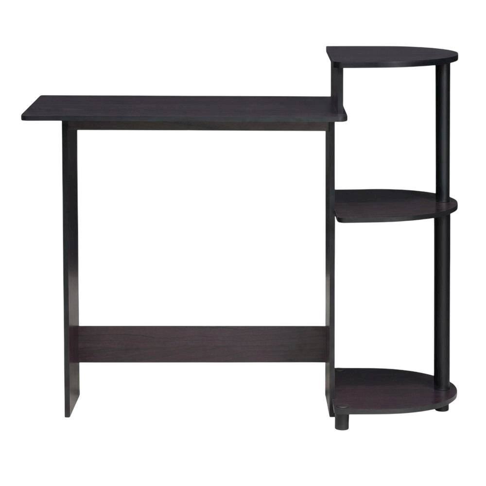 Back. BisonOffice - Compact Dark Walnut Computer Desk with Shelves for Efficient Workspace - Dark Walnut.