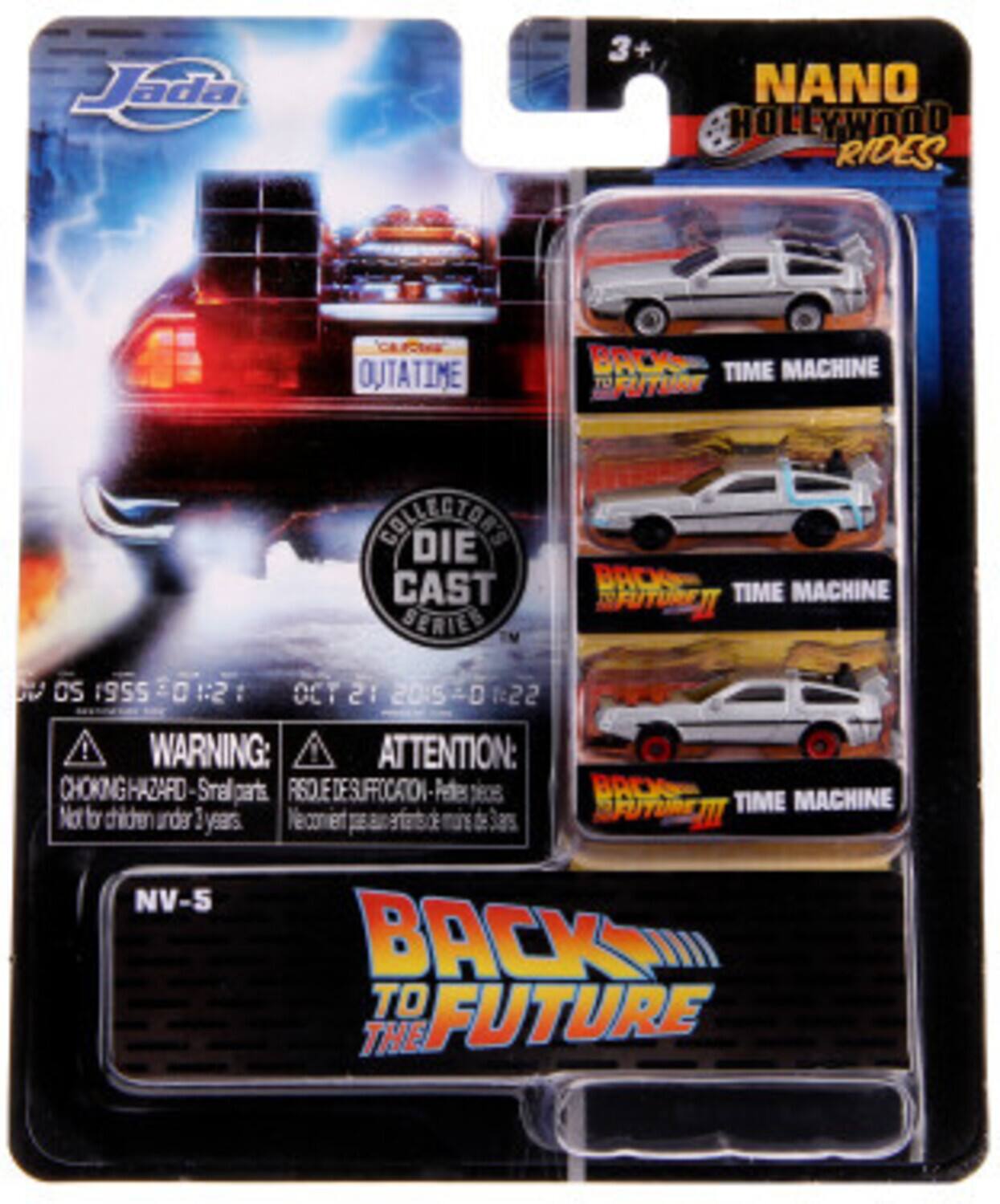 Jada 3+ NANO HOLLYWOOD RIDES OUTATIME BAEK TIME MACHINE TO FUTURE SOLESTBRE DIE CAST BERIED BROS TIME MACHINE NAIOEN OS 19SS C 1:2 : OCT 21 20:5 D 1222 ! WARNING: ATTENTION: CHOKING HAZARD - Small parts RISQUE DE SUFFOCATION - Petits pièces Ne 2I NV-S BACK TO THE FUTURE