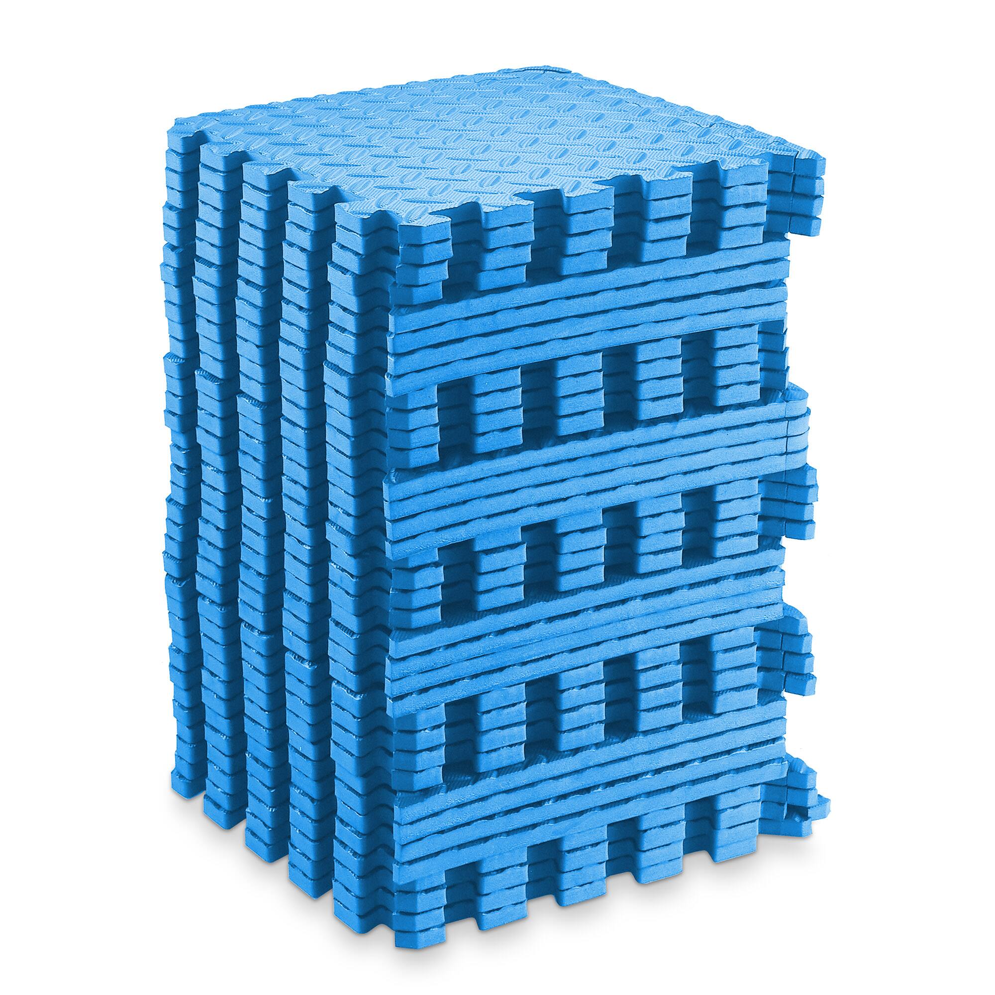 Alt View 1. Philosophy Gym - Exercise Flooring Mats - Foam Rubber Interlocking Puzzle Floor Tiles - Blue.