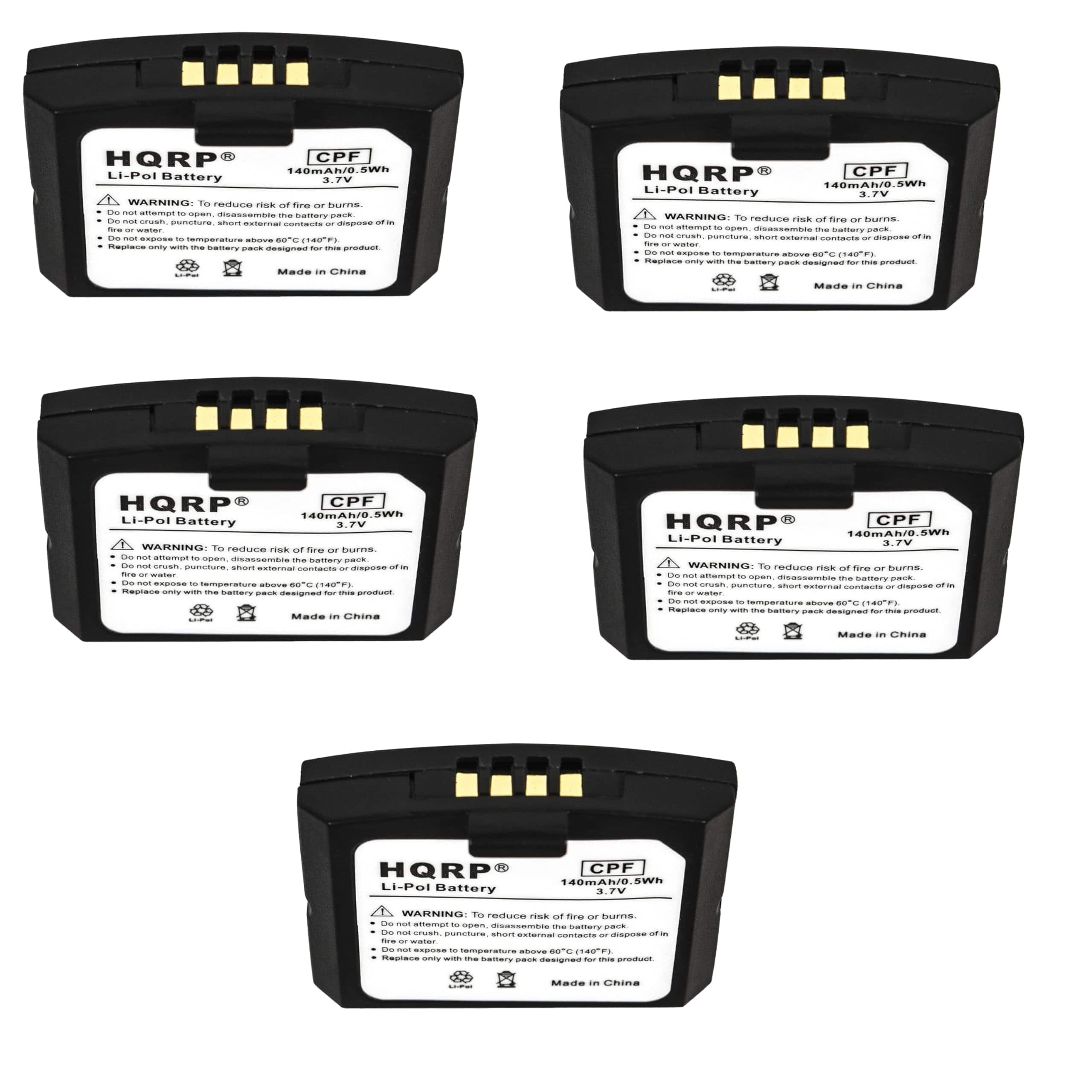HQRP - 5-Pack BA300 Battery 3.7 V 140 mAh Li-Polymer Replacement for Sennheiser Set840 Set830 RS4200