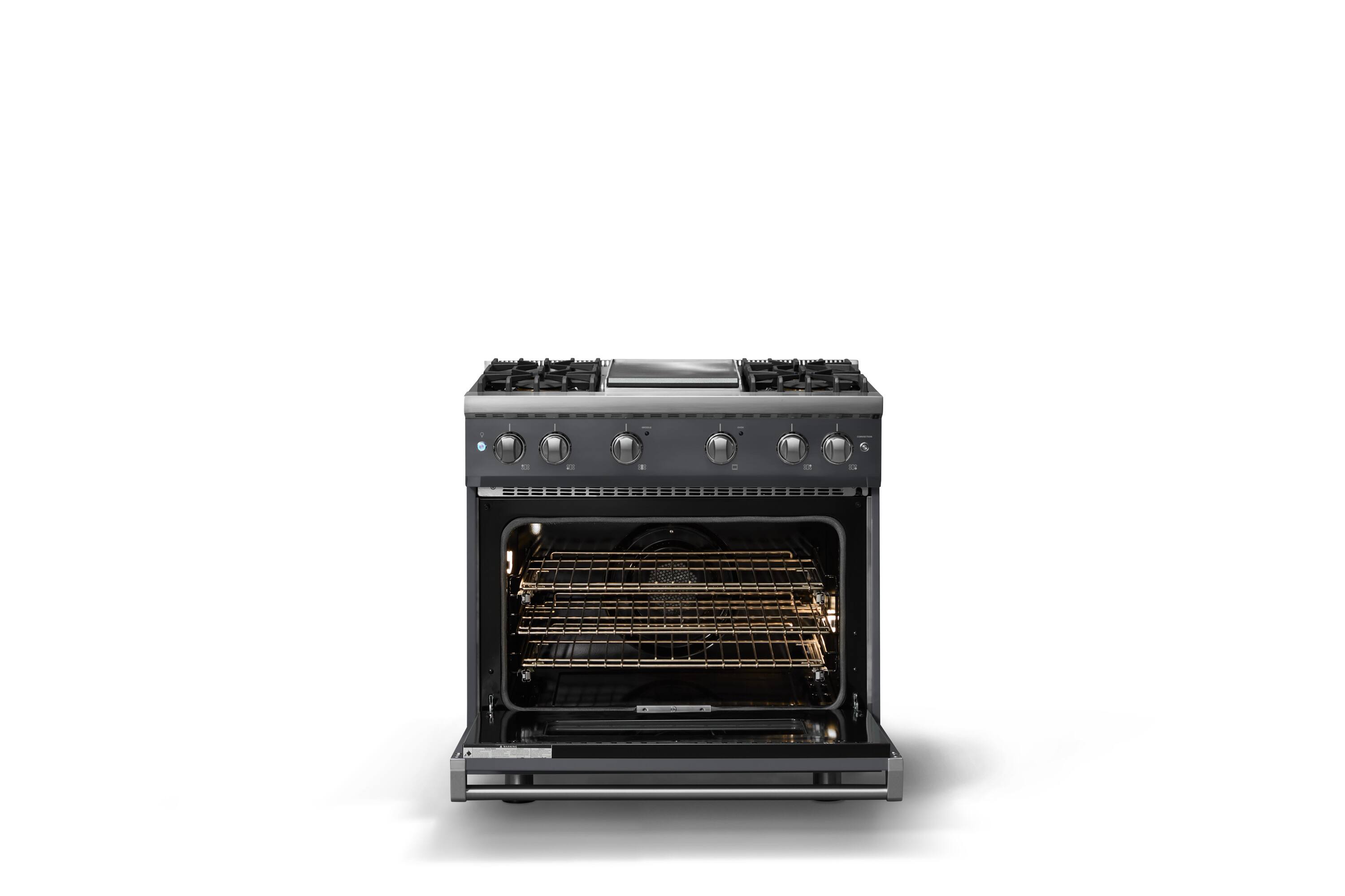 Alt View 2. Viking - Pro 5 Series 5.1 Cu. Ft. Freestanding Sealed 4 Burner Gas Convection Range w. Griddle - Cast Black - Cast Black.