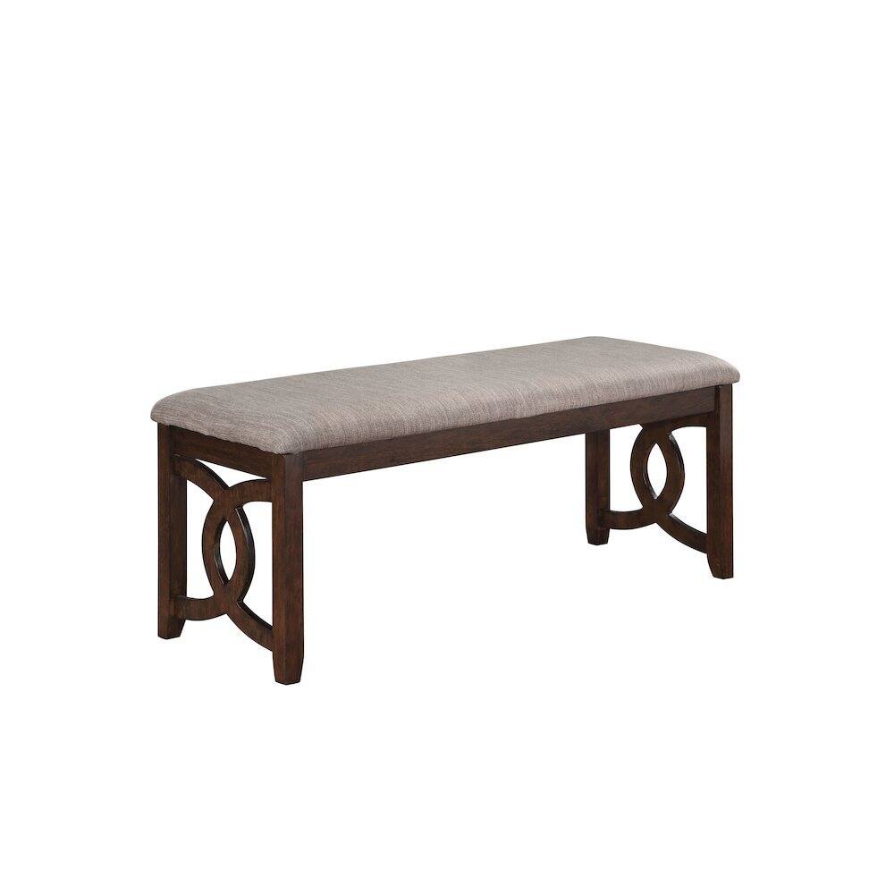 Back. FurniFact - Brown Cherry Solid Wood 46 Inch Upholstered Bench For Dining Room - Cherry.