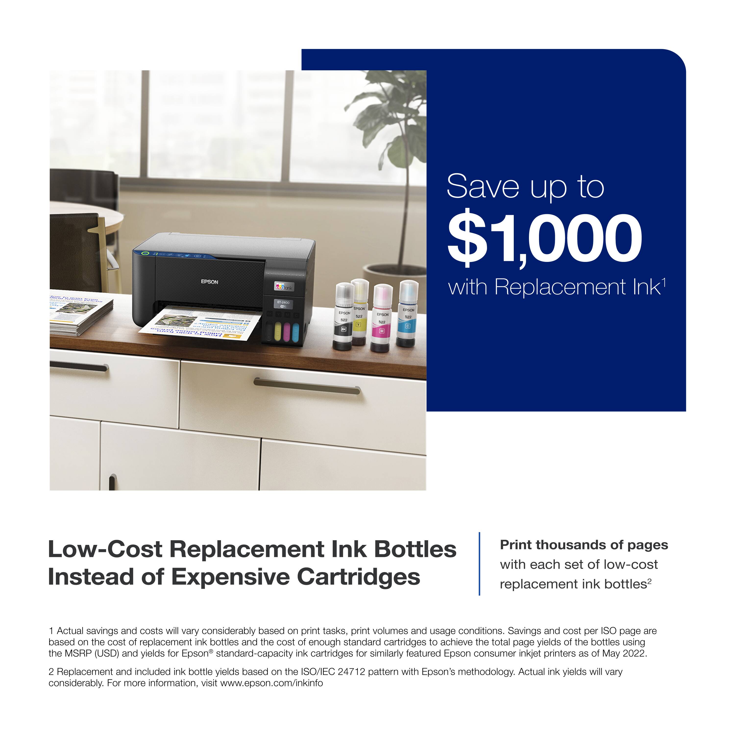 Alt View 24. Epson - EcoTank ET-2400 Wireless Color All-in-One Cartridge-Free Supertank Printer with Scan and Copy - Black.