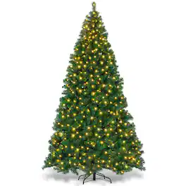 WELLFOR - 9 ft Pre-Lit PVC Artificial Christmas Tree with 700 LED Lights,Full 2028‑Branch Tips Large Christmas Tree - Green