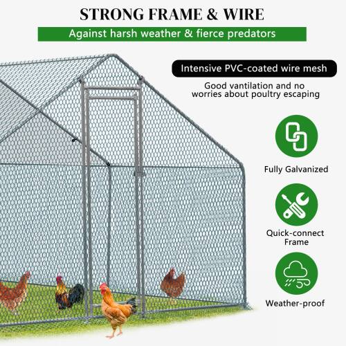 Alt View 2. Winado - 10 x 10FT Metal Walk In Chicken Coop Run Cage Rabbit Hutch Hen House Enclosure.