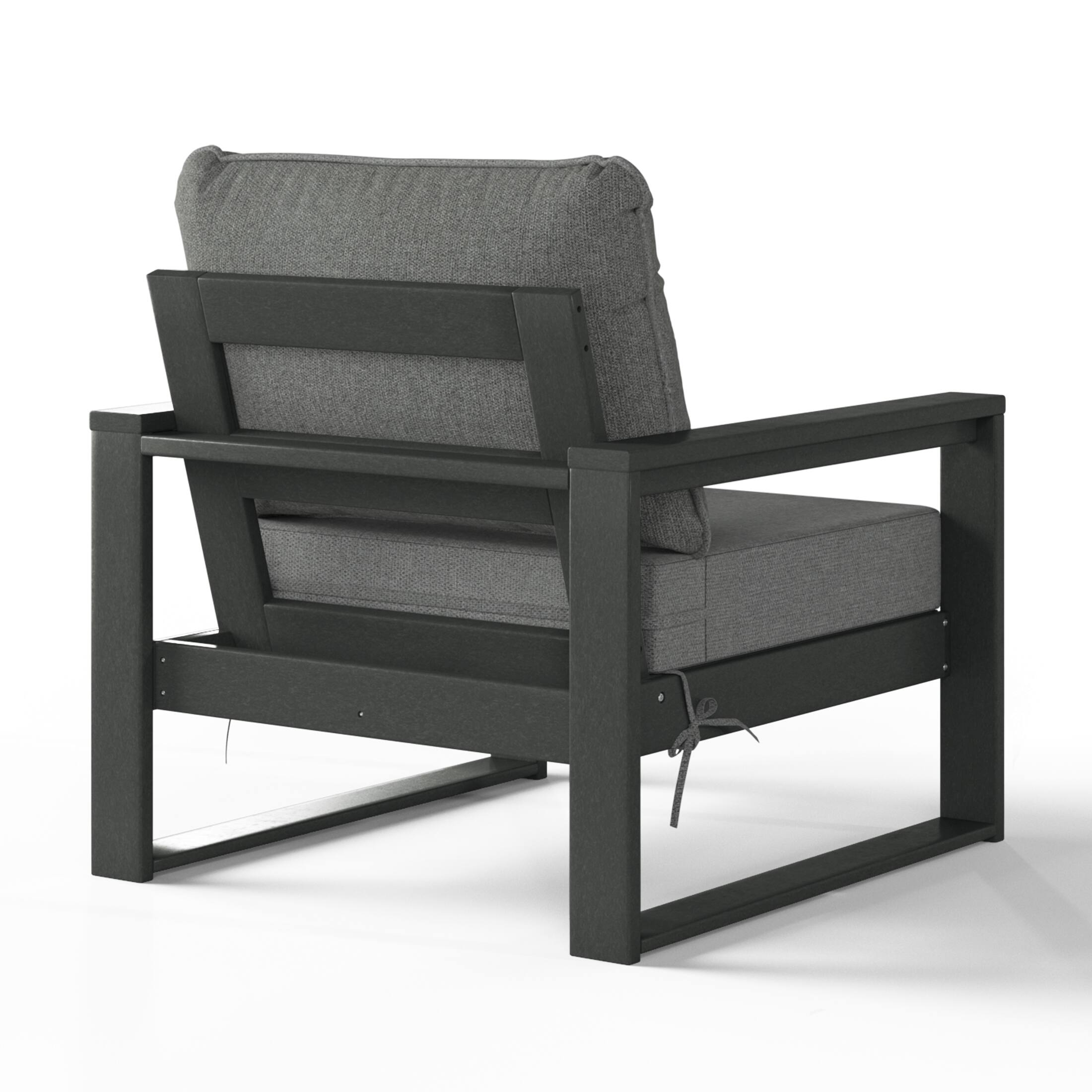 Alt View 1. WestinTrends - WestinTrends Montara Outdoor Modern HDPE Patio Club Chair with Waterproof Deep Seat Cushions (Set of 2) - Grey.