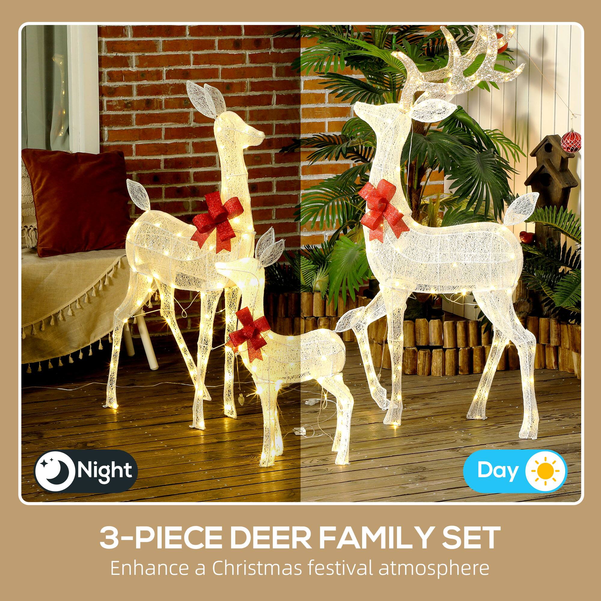 3-PIECE DEER FAMILY SET Enhance a Christmas festival atmosphere
