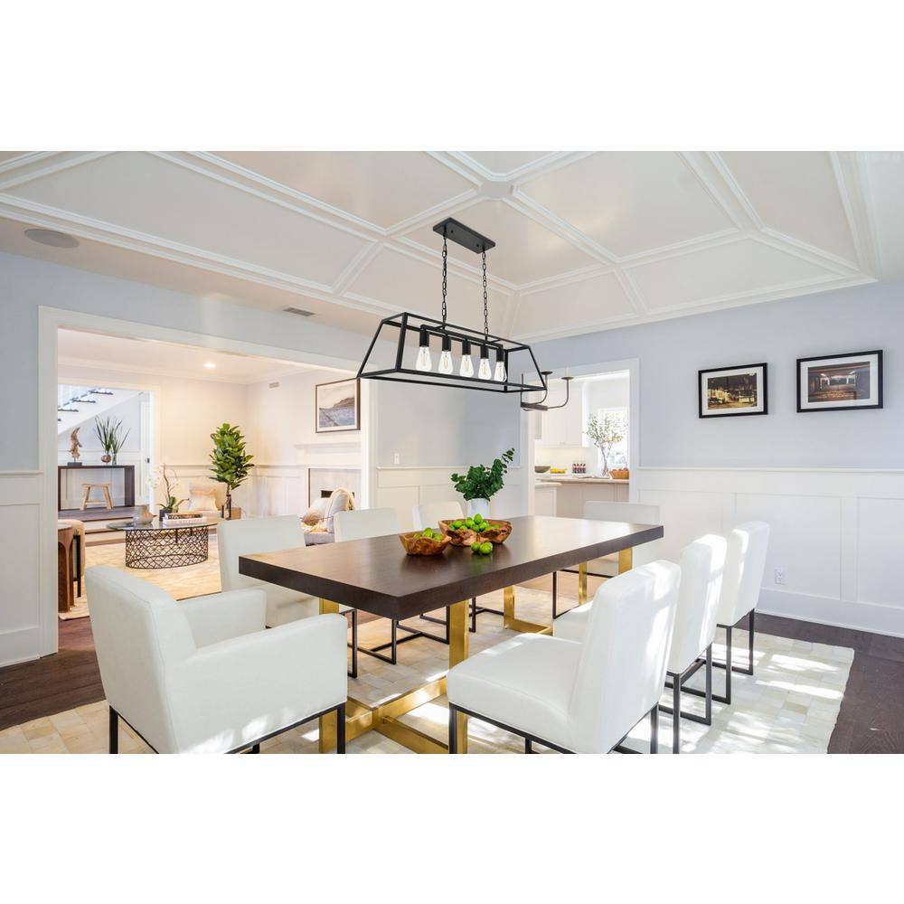 Angle. Living District - Resolute 5 light black Pendant - Black.
