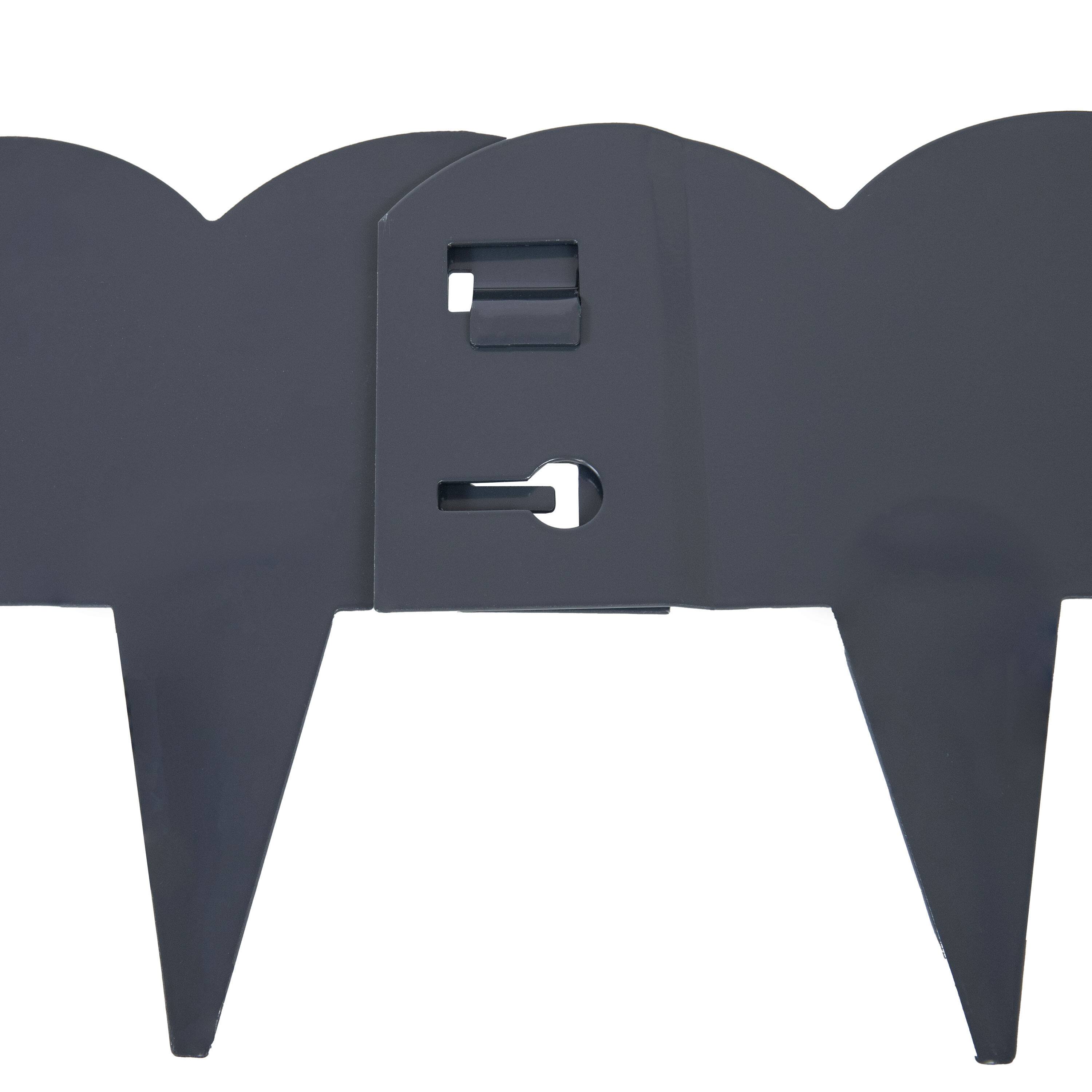 Alt View 9. Sunnydaze - 5-Piece Steel Scalloped Garden Edging Border - 41.75" - Gray.