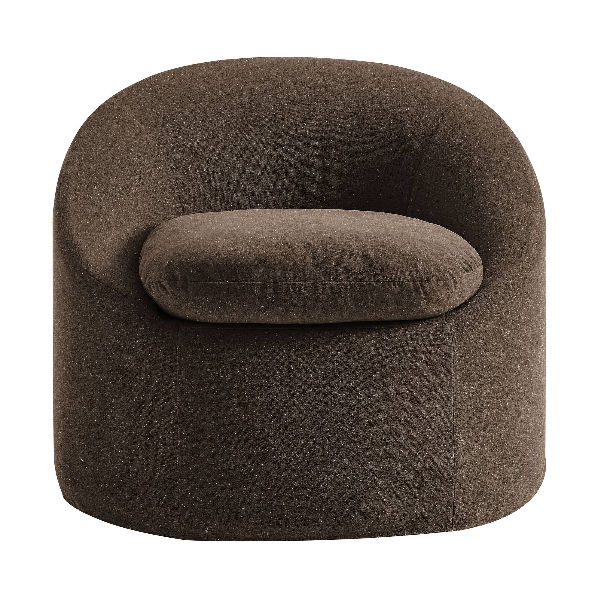 Alt View 4. Modway - Sadie Slipcovered Linen-Blend Round Accent Chair by Modway - Cocoa.