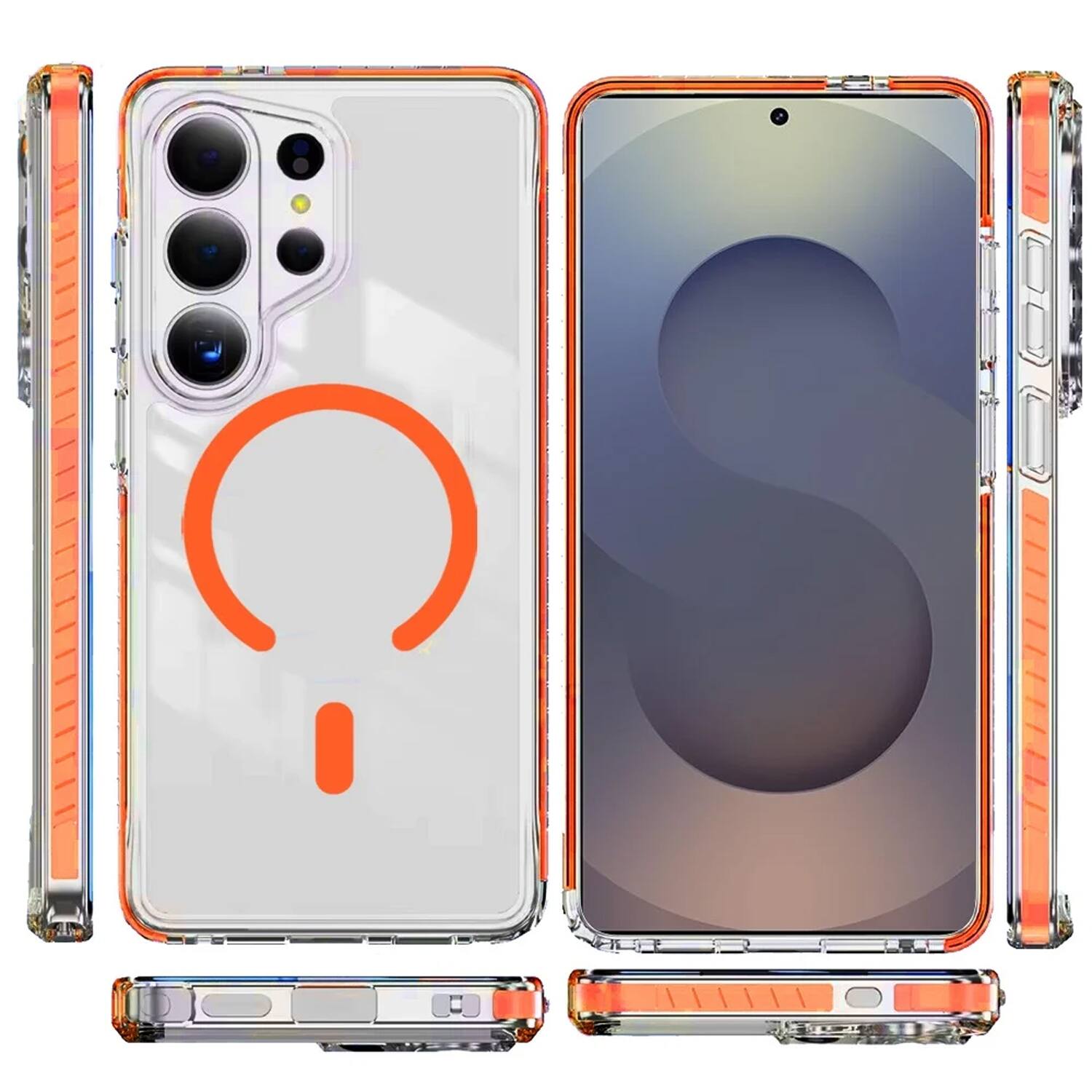 Alt View 6. Equipd - Case for Galaxy S26 Ultra 6.9", MagSafe Compatible, Military-Grade Protection Shockproof Slim Magnetic Transparent Cover - Orange.