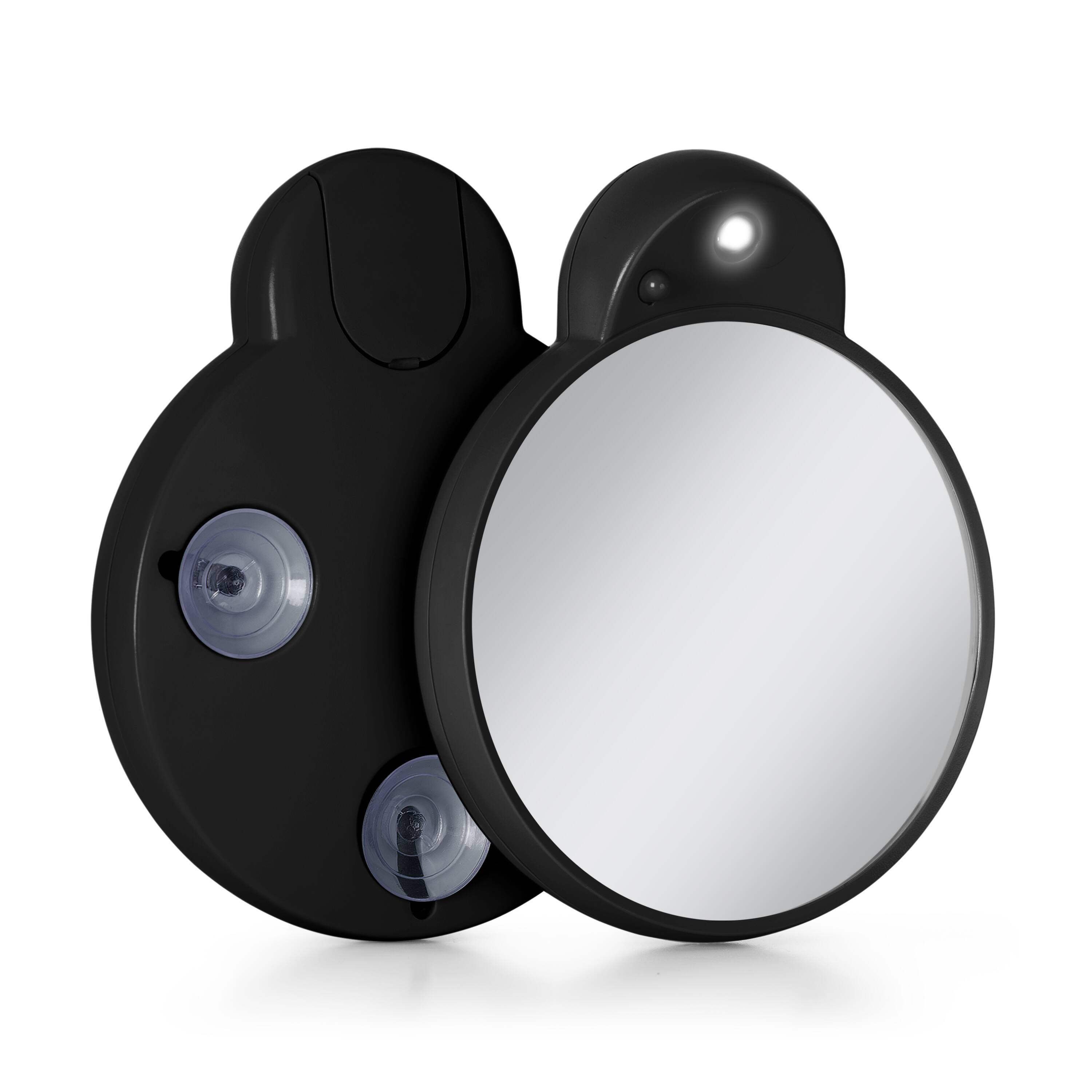 Front. Zadro - LED Lighted Compact Mirror with 10X Magnification and Suction Cups for Easy Mounting - Black.