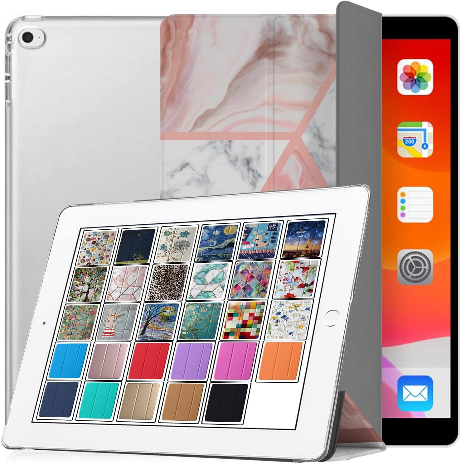 Front. DuraSafe Cases - iPad mini 5 7.9 inch 2019 Trifold PC Smart Case A2133 A2124 A2126 A2125 MUQY2 MUQV2 MUQX2 MUQW2 MUX72 MUXH2 MUY42 MUX62 - Marble Pink.