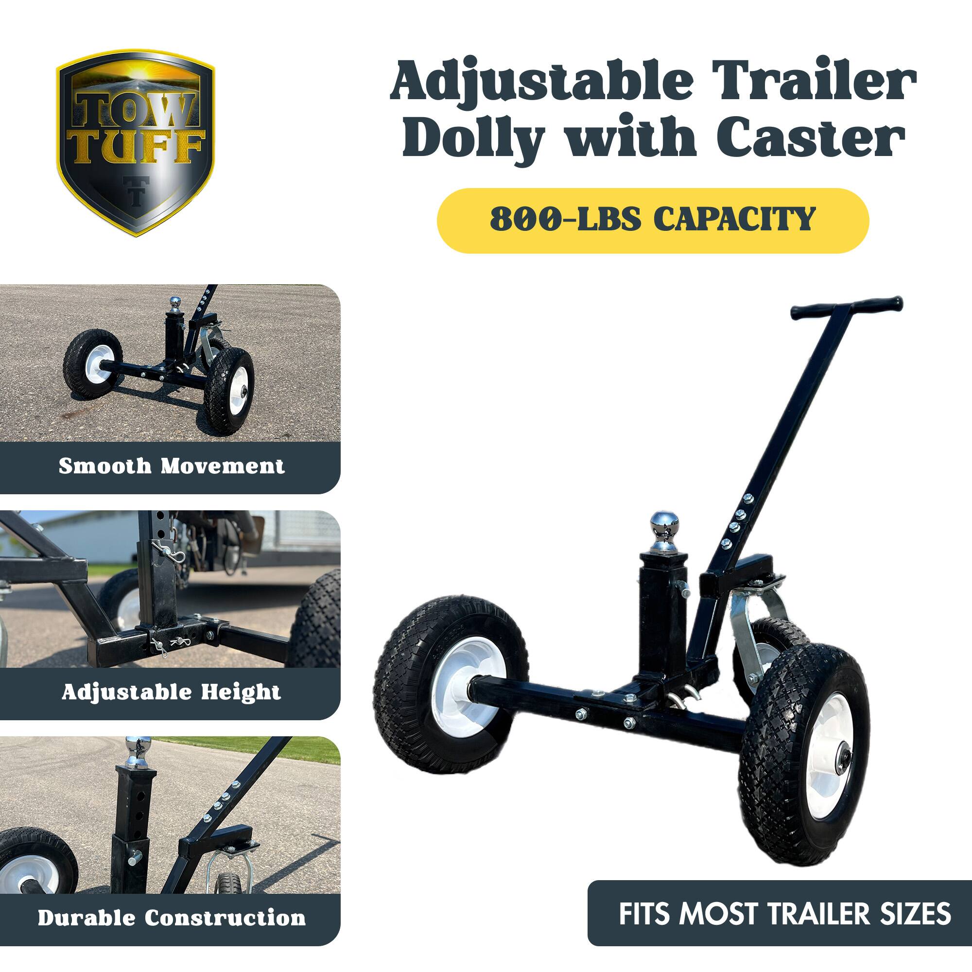 Adjustable Trailer Dolly with Caster  
800-LBS CAPACITY  

- Smooth Movement  
- Adjustable Height  
- Durable Construction  
- FITS MOST TRAILER SIZES