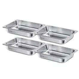 VEVOR - 4 Pack Stainless Steam Hotel Pan, 1/2 Size Table Steam Pan, Anti Jam Restaurant Supplies Reusable Catering Storage - Silver